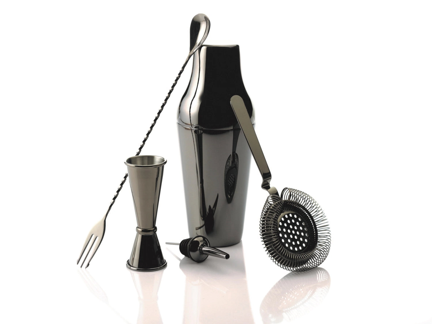 Stilvolles 5-teiliges Bar Set von Piazza, inklusive Shaker, ideal für Cocktails und Getränke, perfekt für jede Hausbar oder Feier.