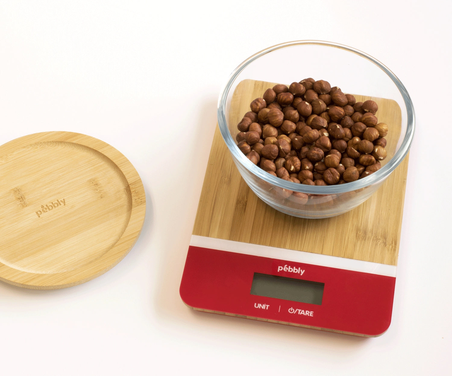 Rundes Vorratsglas von Pebbly mit einem umweltfreundlichen Bambusdeckel, 0.77l, D15xH9cm, ideal für die praktische und ansprechende Lagerung von Lebensmitteln.