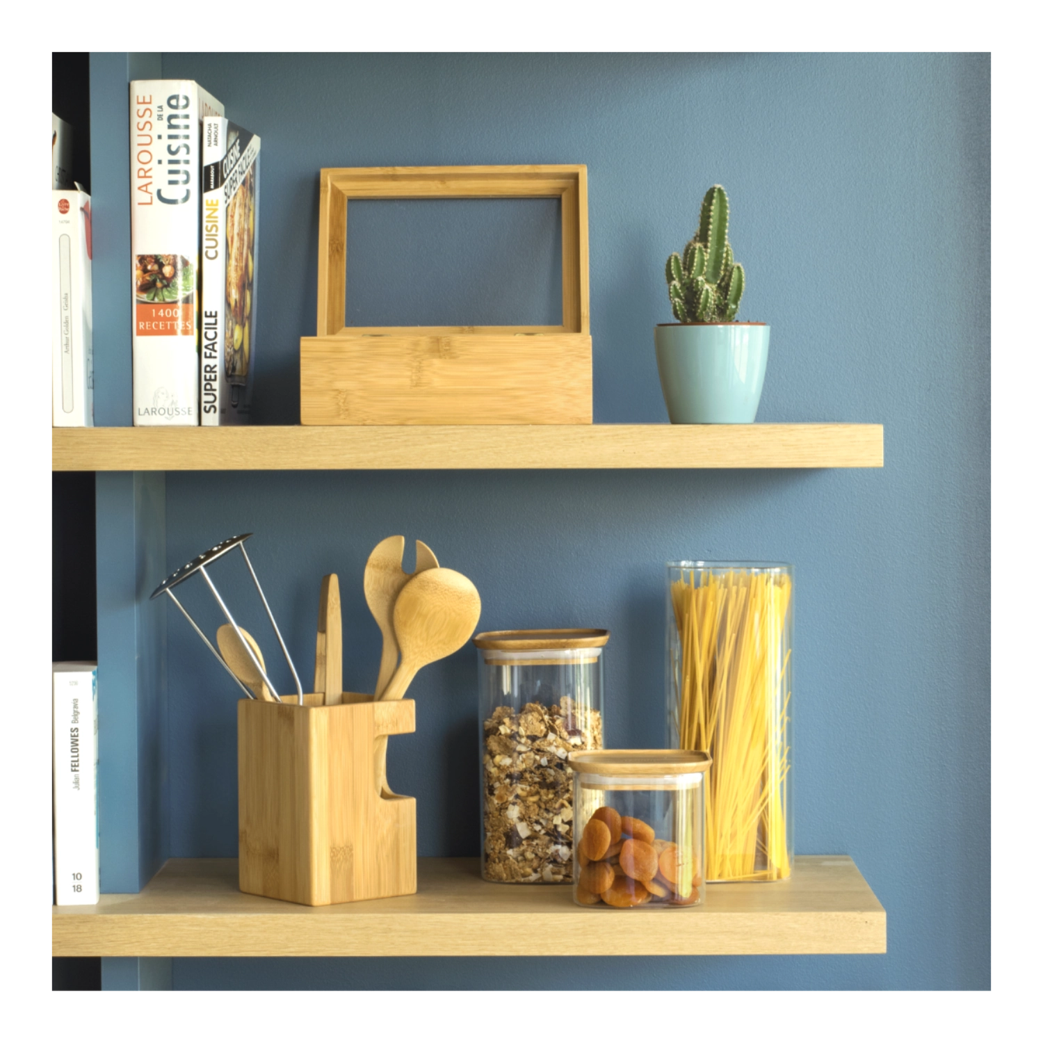 Set of 3 <tc>Pebbly</tc> Storage jar with bamboo lid 0.8, 1.4, 2.2lt