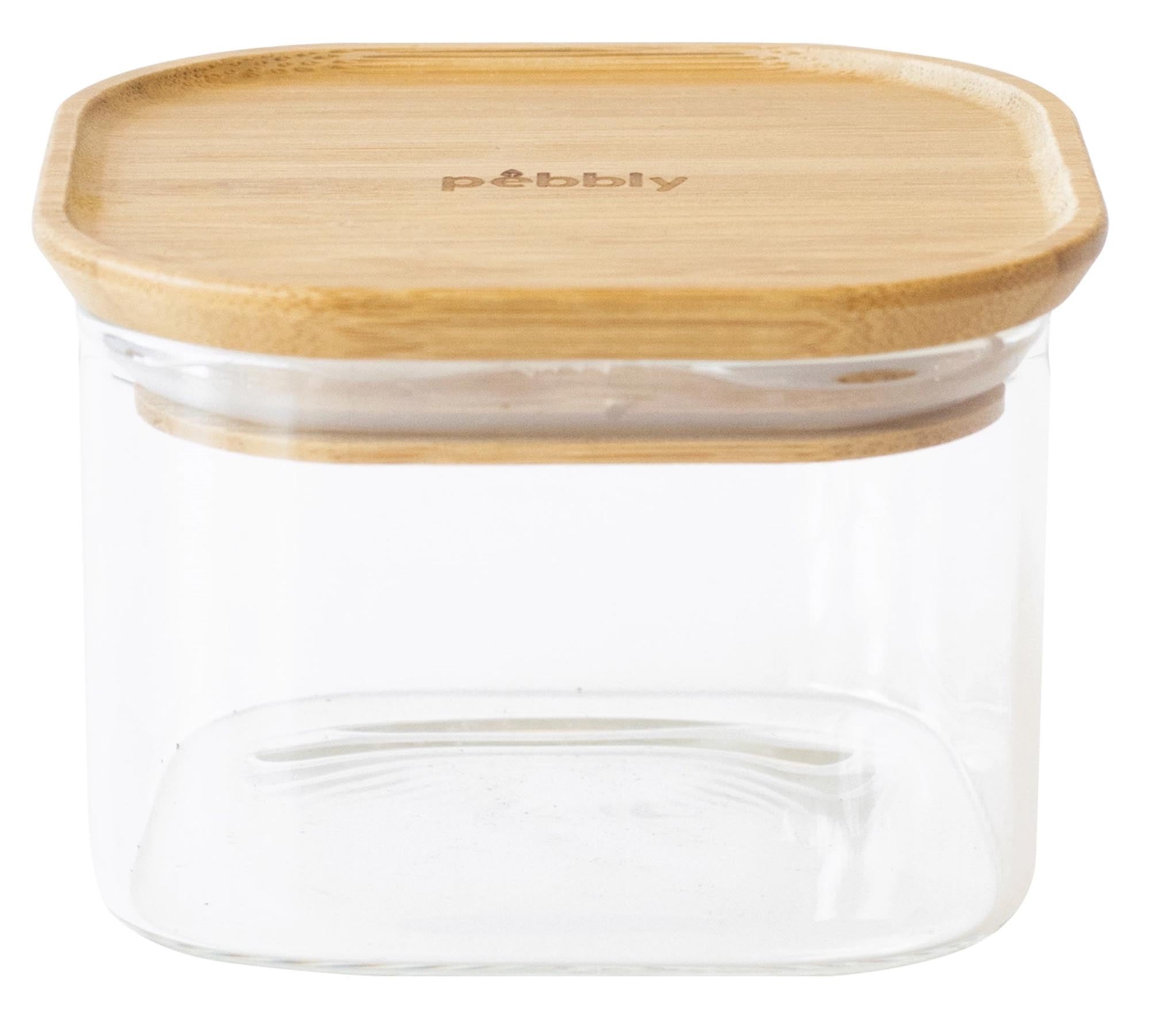 Entdecken Sie das Pebbly Vorratsglas mit Bambusdeckel (0,5l) – stilvolle und nachhaltige Aufbewahrung für Lebensmittel und Gewürze.