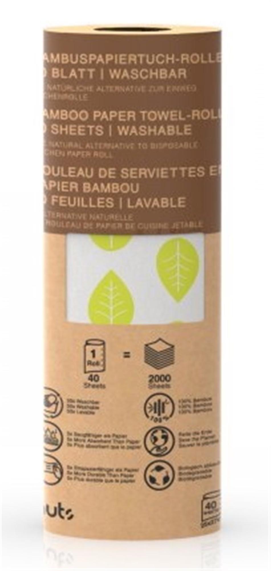 Umweltfreundliche, wiederverwendbare Bambuspapiertuch-Rolle aus Bambus-Viskose, 25x27cm, ideal für nachhaltige Reinigung.