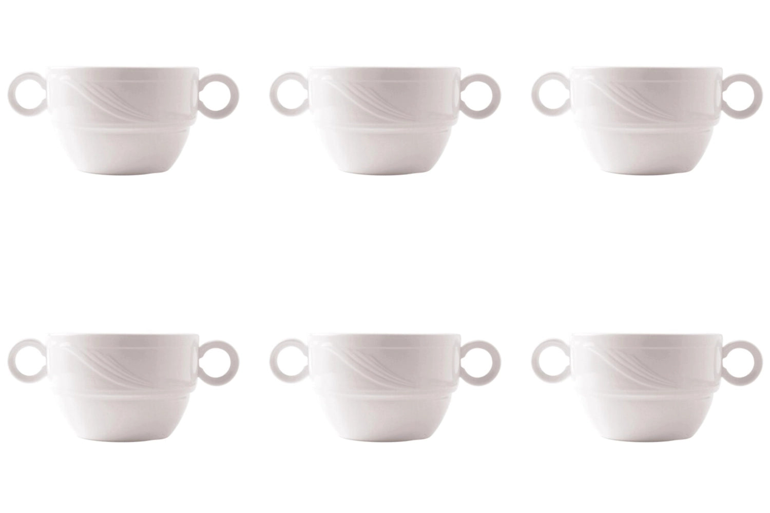 Elegantes 6er Set Maxa Dura 83 Suppen Obertassen, 3.5dl, ideal für Suppen und Desserts, aus hochwertigem Porzellan von Royal Porcelain.