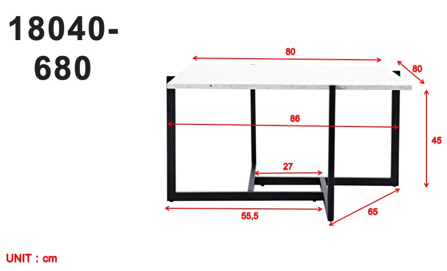 Beistelltisch Hybrid Coffee Tisch von Venture Home mit weisser Terrazzo-Tischplatte und schwarzem Stahlgestell, quadratische Form, freistehend.