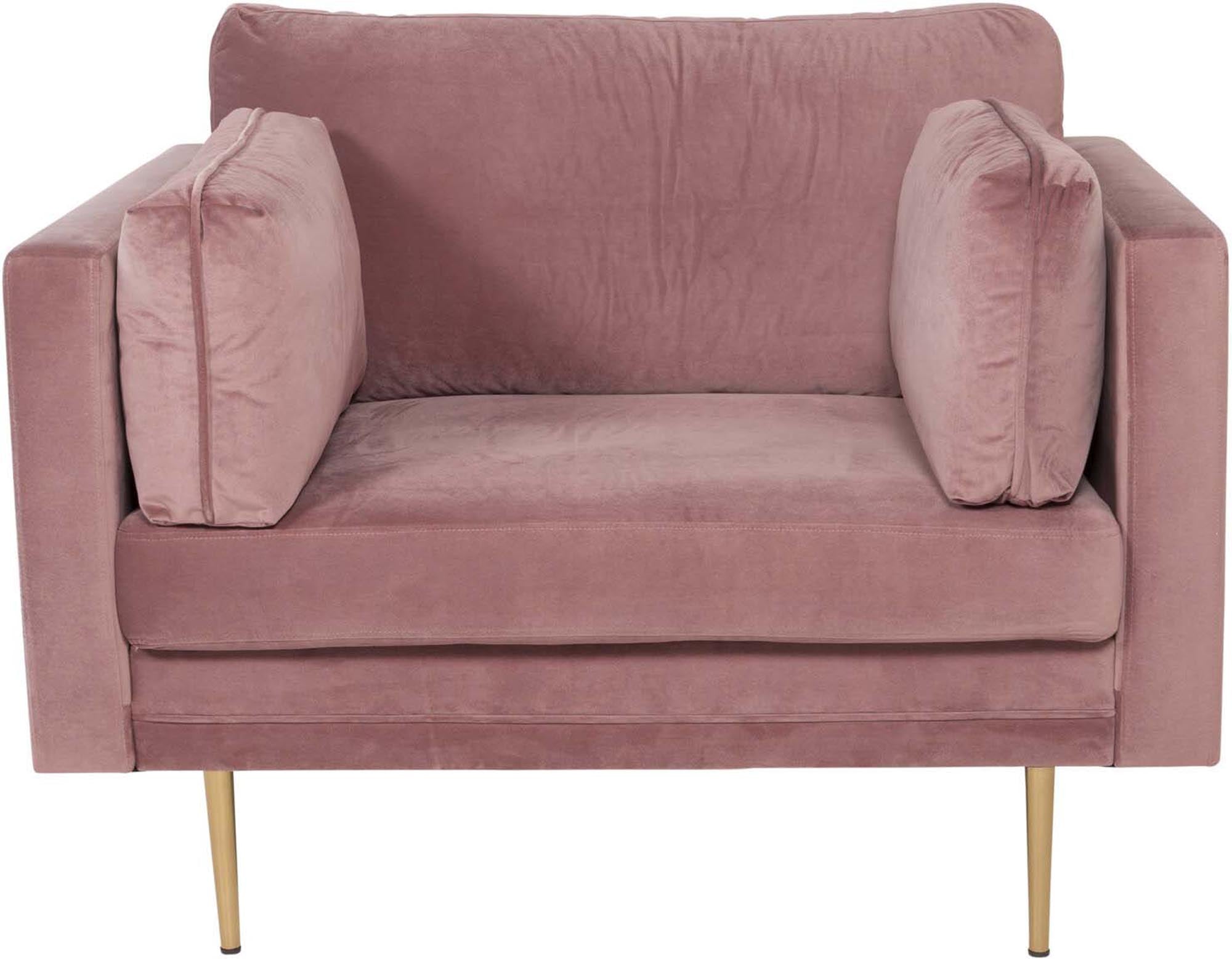 Entdecken Sie den Boom Sessel von Venture Home – ein stilvolles Möbelstück aus luxuriösem Samt, das Komfort und modernes Design vereint.