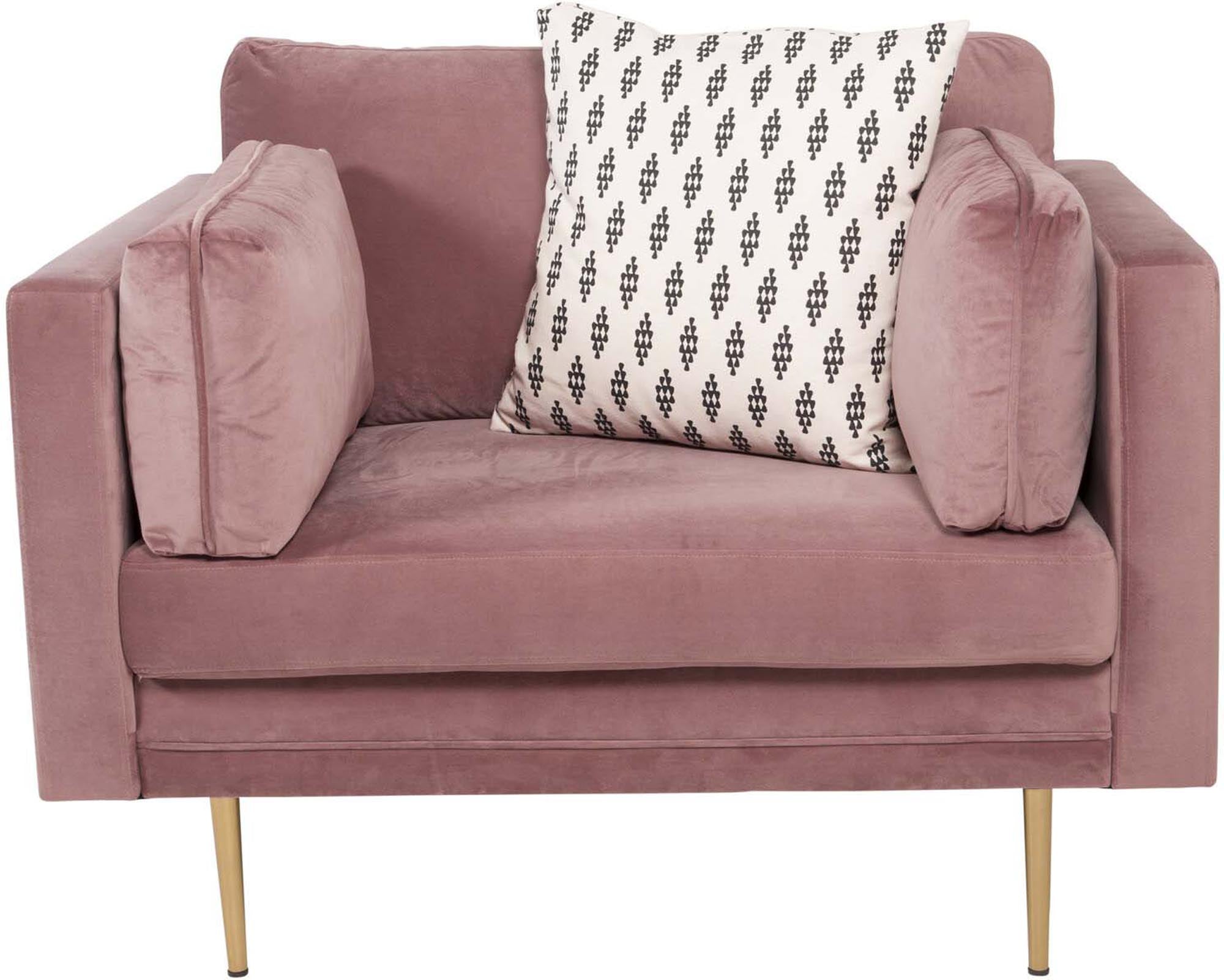 Entdecken Sie den Boom Sessel von Venture Home – ein stilvolles Möbelstück aus luxuriösem Samt, das Komfort und modernes Design vereint.