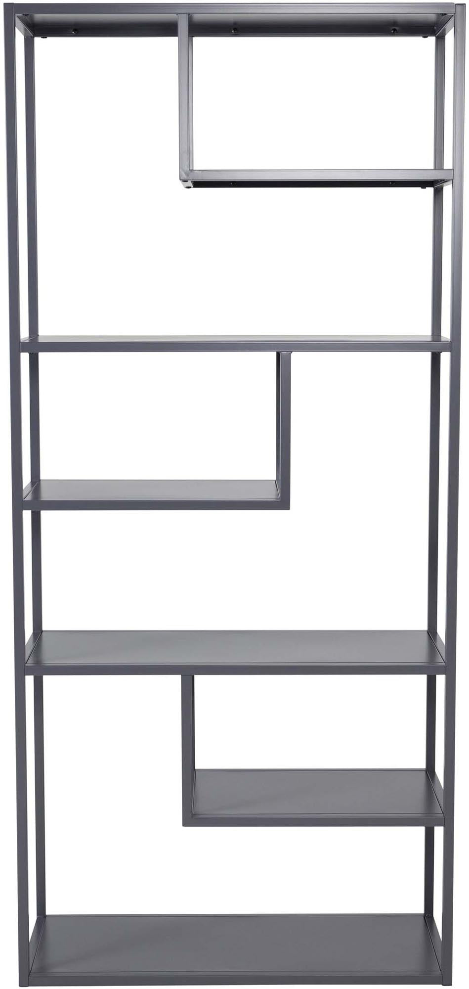 Entdecken Sie das Staal Bücherregal von Venture Home: Ein modernes, funktionales Regal aus pulverbeschichtetem Stahl, ideal für Bücher und Deko.