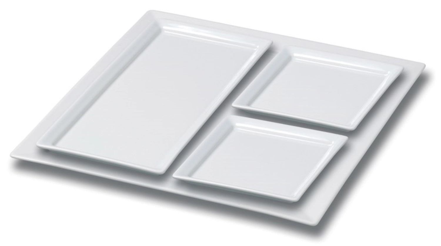 Schlichte, rechteckige weiße Servierplatte von Revol, Maße 26x13x2 cm, ideal für ansprechende Präsentationen und vielseitige Nutzung.