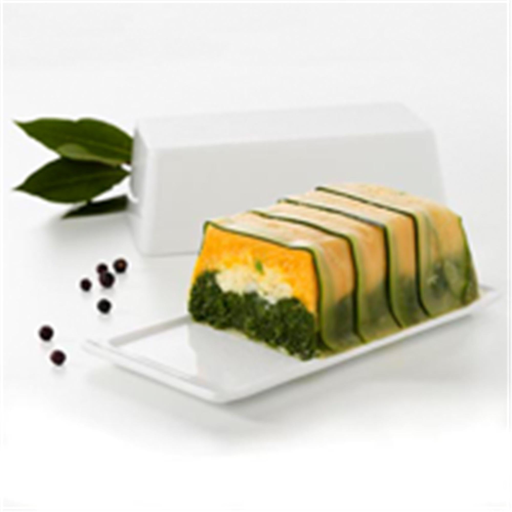 Elegante weiße Terrine mit Deckel und Tablett, 24x11x7 cm, ideal für stilvolle Präsentation von Speisen, aus hochwertigem Material von Revol.