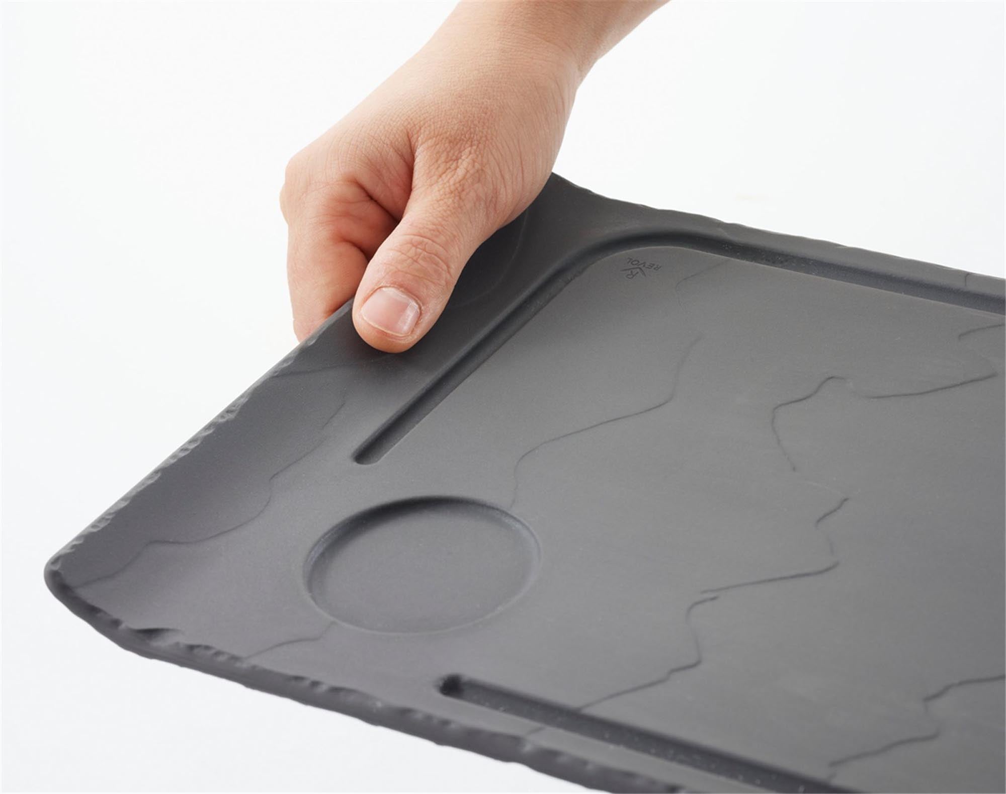 Steak plate 2 high edges, 39.5x24x2 cm, slate style