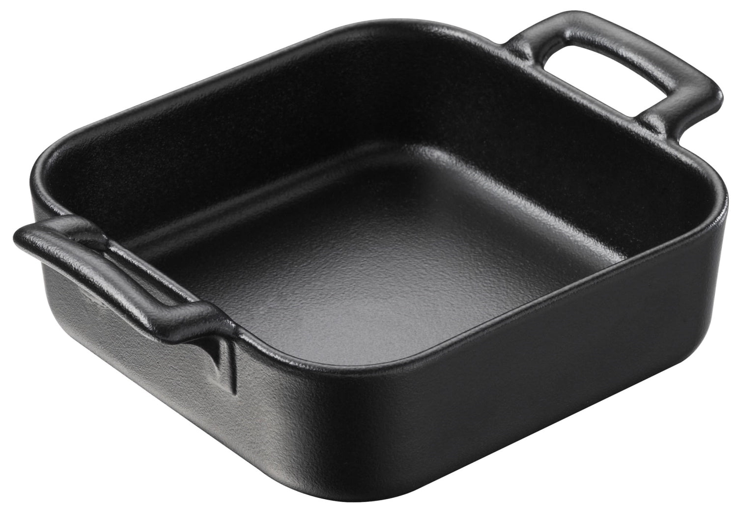 Quadratische Auflaufform von Revol in Gusseisen-Optik, 13 cm, ideal für kleine Portionen, robust und elegant für jede Küche.