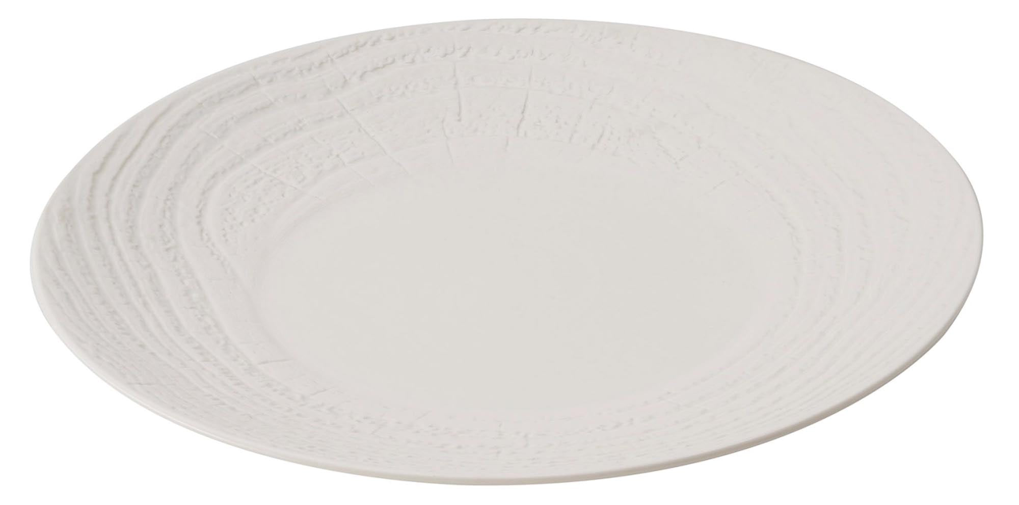 Eleganter Revol Präsentationsteller aus elfenbeinfarbenem Porzellan, Ø 31 cm, H 3,4 cm, ideal für stilvolle Speisenpräsentation.