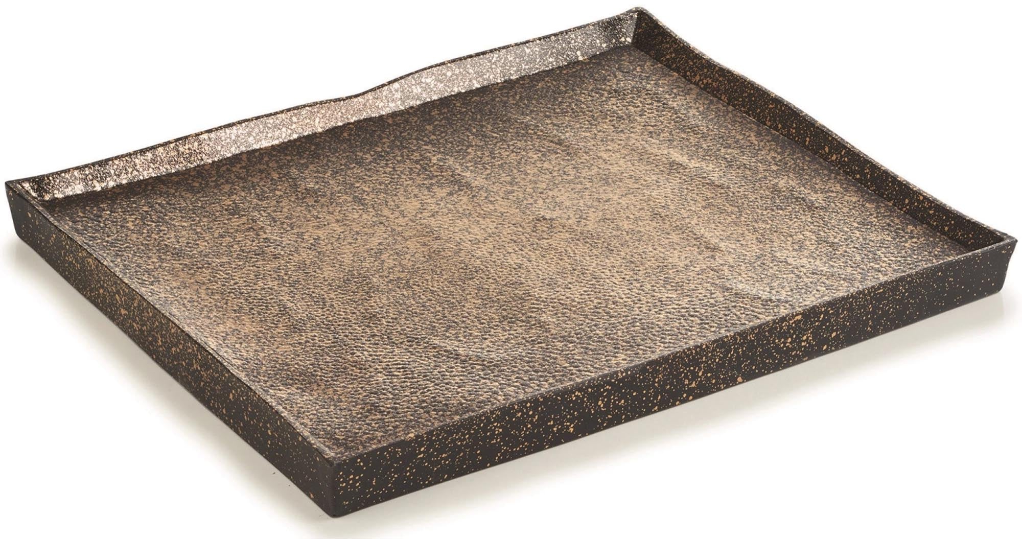 Elegante Solstice Platte Gold-Kosmos von Revol: Hochwertige Keramik, 21x17.5x1.5 cm, ideal für Vorspeisen, Desserts, Tapas. Luxuriös und pflegeleicht.