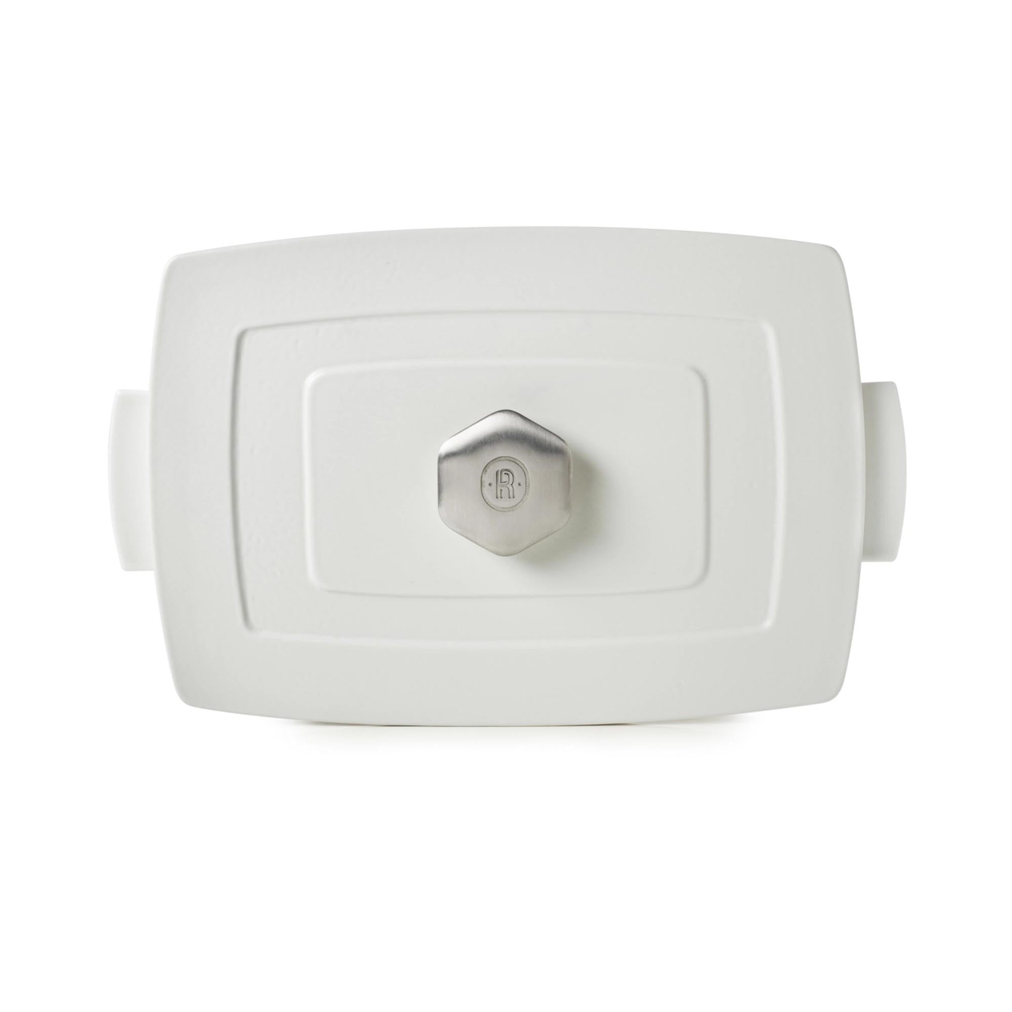 Elegante 30cm Revol Platte mit Deckel in edlem Satin-Weiss.