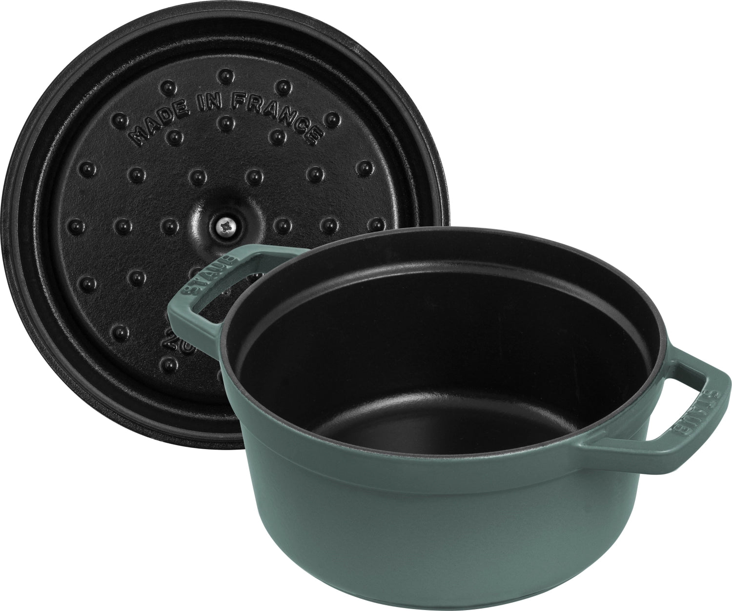 Elegante runde Cocotte von Staub mit 2,2 l, ideal für schmackhafte Gerichte und stilvolle Serviermöglichkeiten.