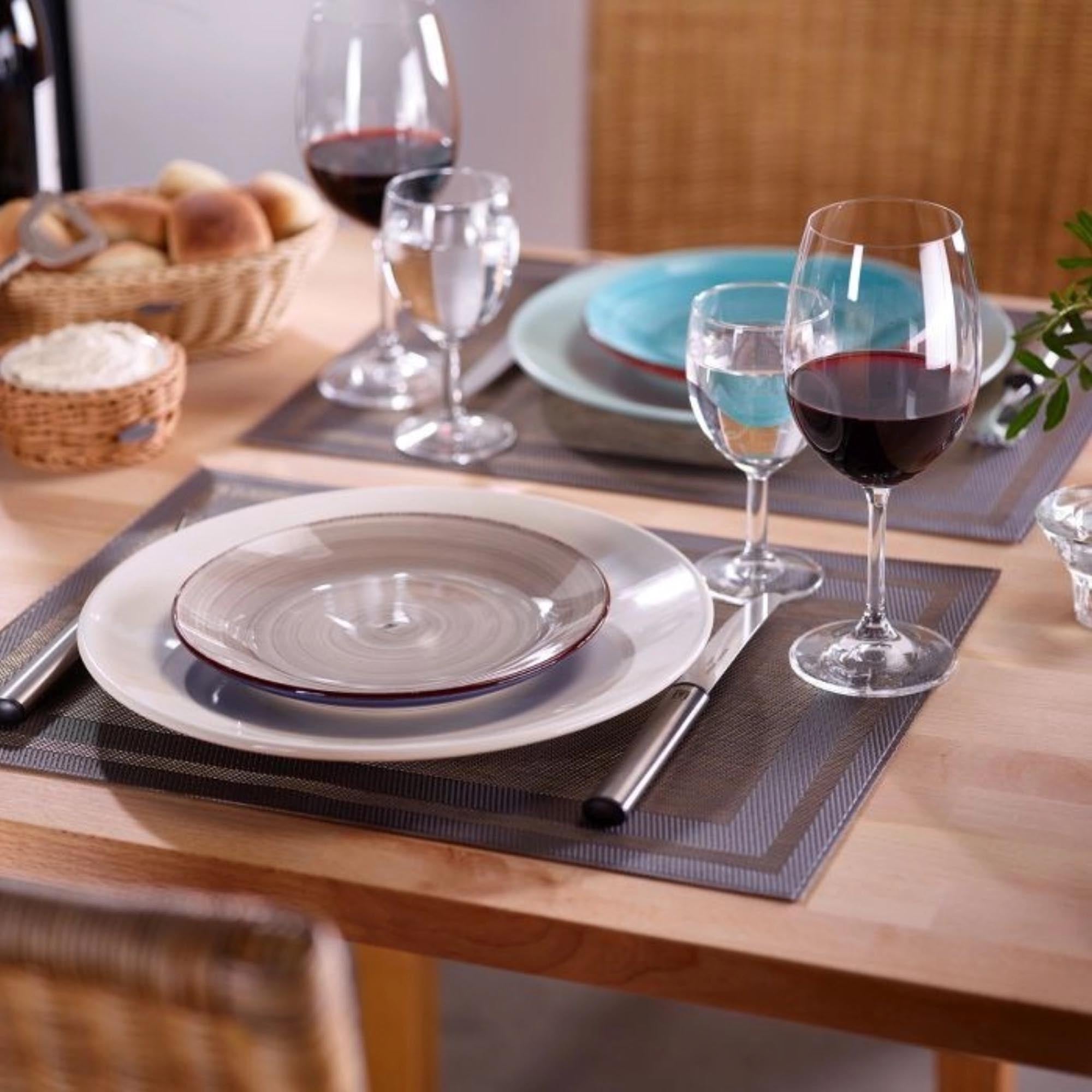 Elegantes Tischset in Anthrazit mit goldenen Akzenten, rechteckig, 32x42cm, ideal für stilvolle und moderne Tischdekorationen.