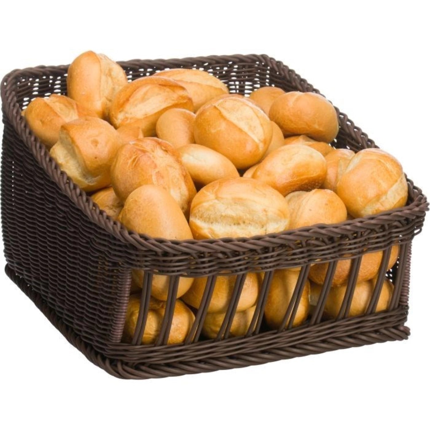 Stilvoller brauner Präsentationskorb von Westmark, ideal für die stilvolle Präsentation von Backwaren und Snacks. Maße: 50x50x16/27 cm.