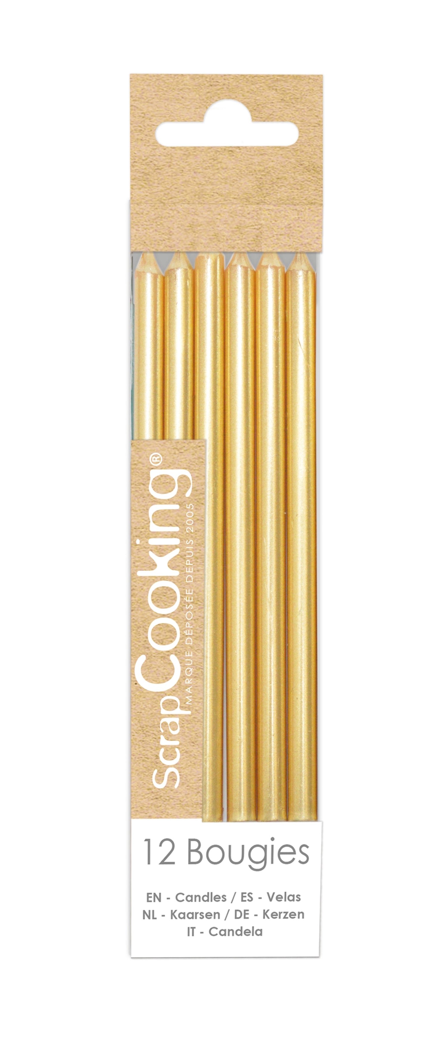 Setzen Sie stilvolle Akzente mit den 12 cm langen goldenen Kerzen im 12er Set von Scrap Cooking. Perfekt für festliche Anlässe und Dekoration!
