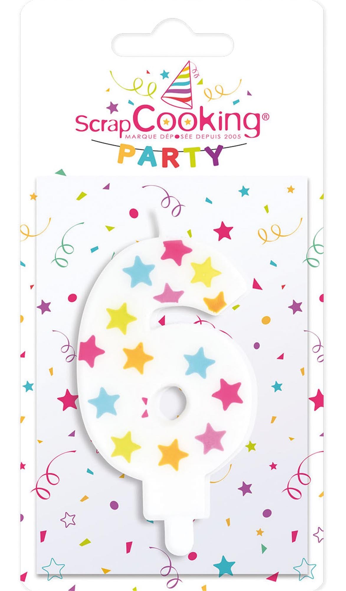 Elegante Kerze Nummer 6 von Scrap Cooking: Paraffinwachs, lange Brenndauer, umweltfreundlich, ideal für Feste und gemütliche Abende.