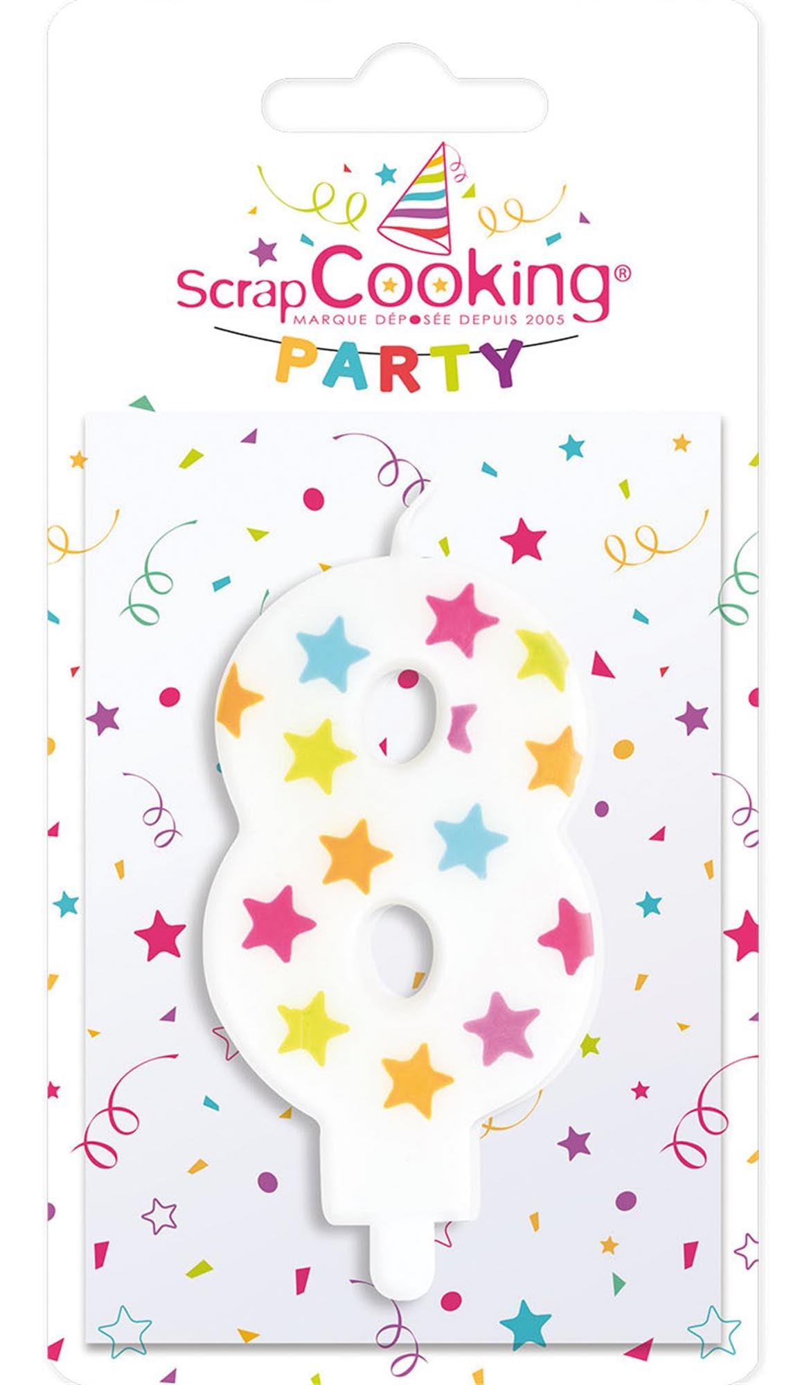 Stimmungsvolle Kerze Nummer 8 von Scrap Cooking, perfekt für gemütliche Abende und als dekoratives Element in jedem Raum.