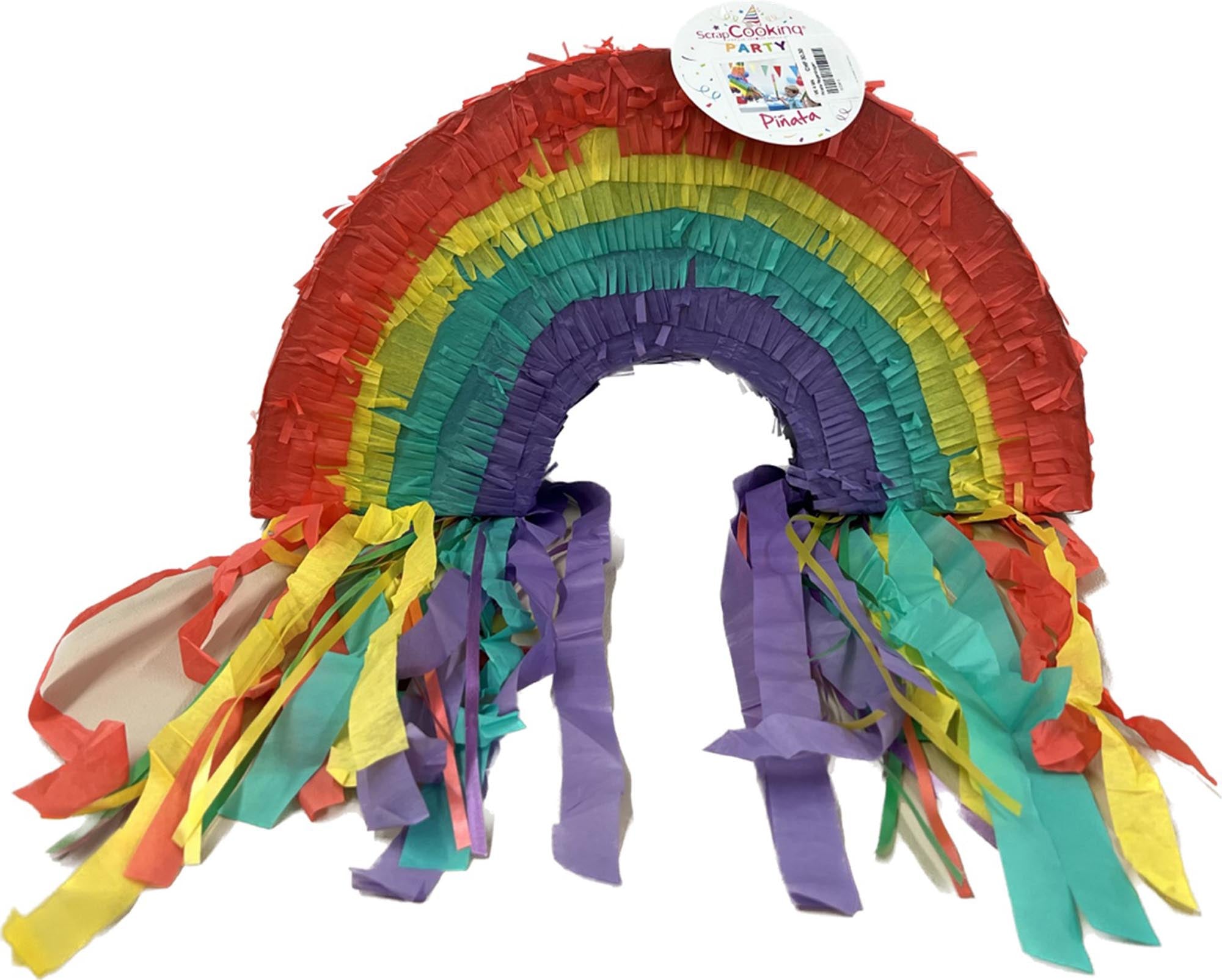 Bunte Pinata in Regenbogenfarben, ideal für festliche Anlässe, aus der Kategorie Kerzen von Scrap Cooking, bringt Freude und Farbe in jede Feier.