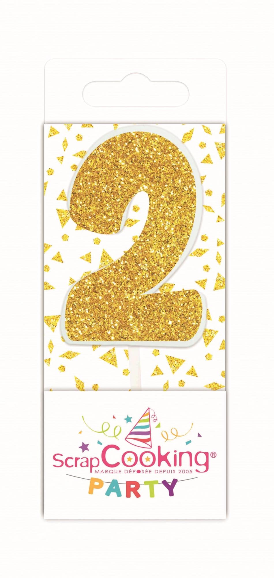 Goldene Mini Kerze Nr. 2 von Scrap Cooking: Eleganz für Geburtstagskuchen und Cupcakes. Perfekt für festliche Anlässe!