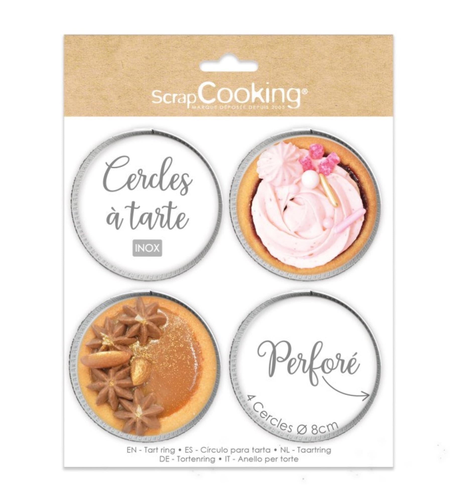 4er Set perforierte Tortenringe (8cm) von Scrap Cooking: Ideal für gleichmässiges Backen, spülmaschinenfest, umweltfreundlich und vielseitig einsetzbar.