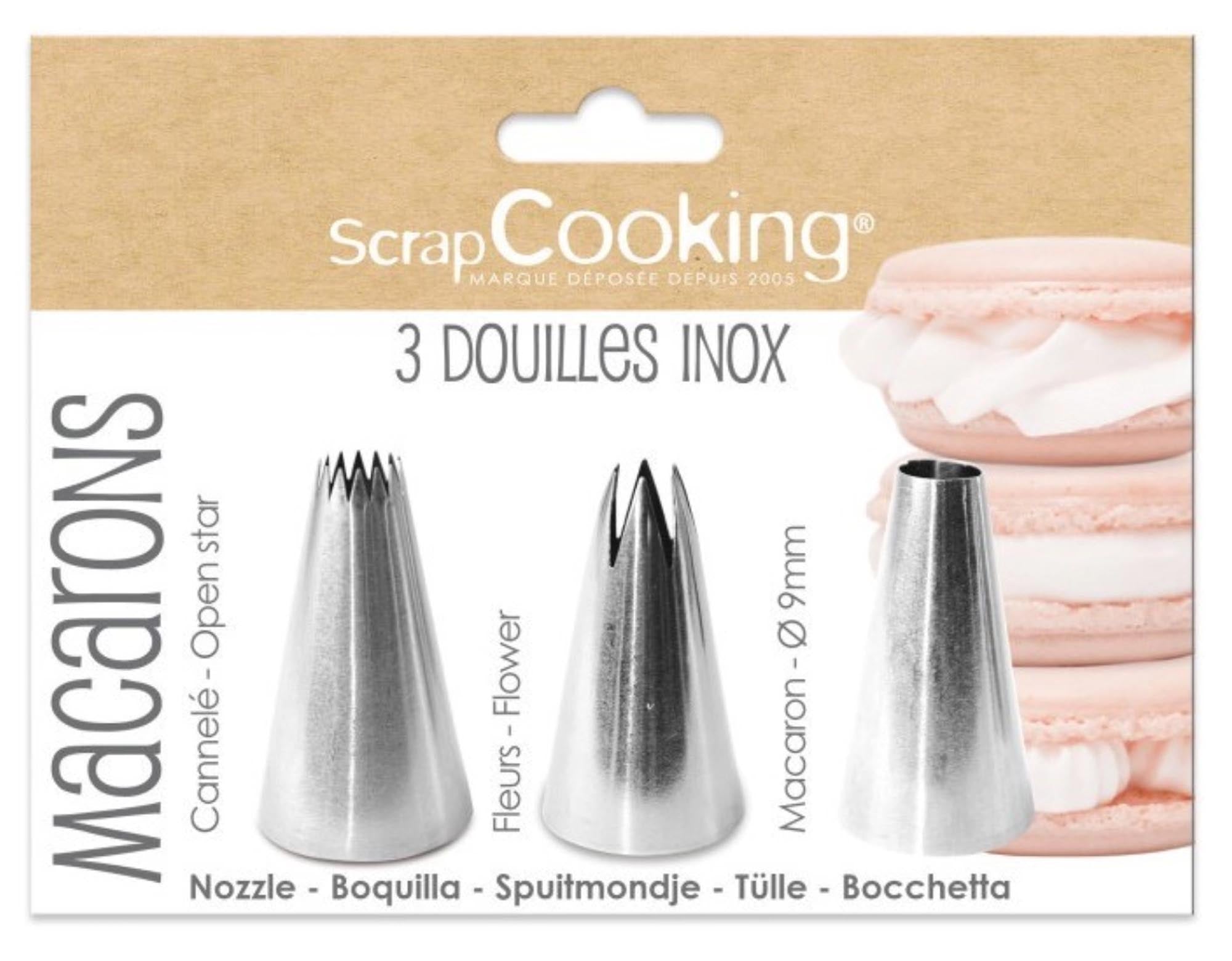 3er Set Edelstahltüllen für Macarons von Scrap Cooking: Hochwertiger 18/8 Edelstahl, spülmaschinenfest, für kreative und präzise Backkunst.