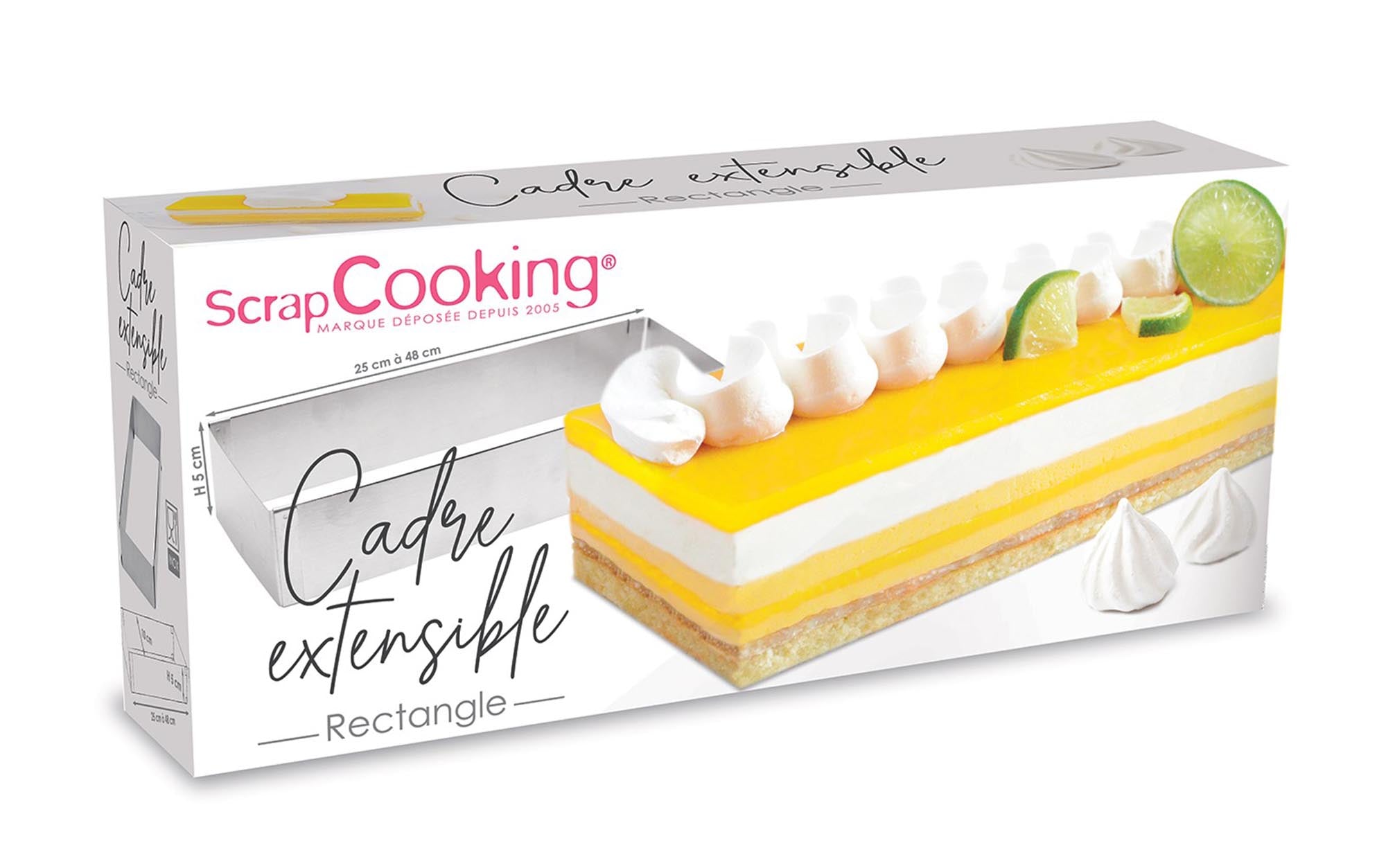 Erleben Sie die vielseitige Edelstahlbackform von Scrap Cooking, verstellbar von 25 bis 48 cm. Perfekt für kreative Backprojekte!