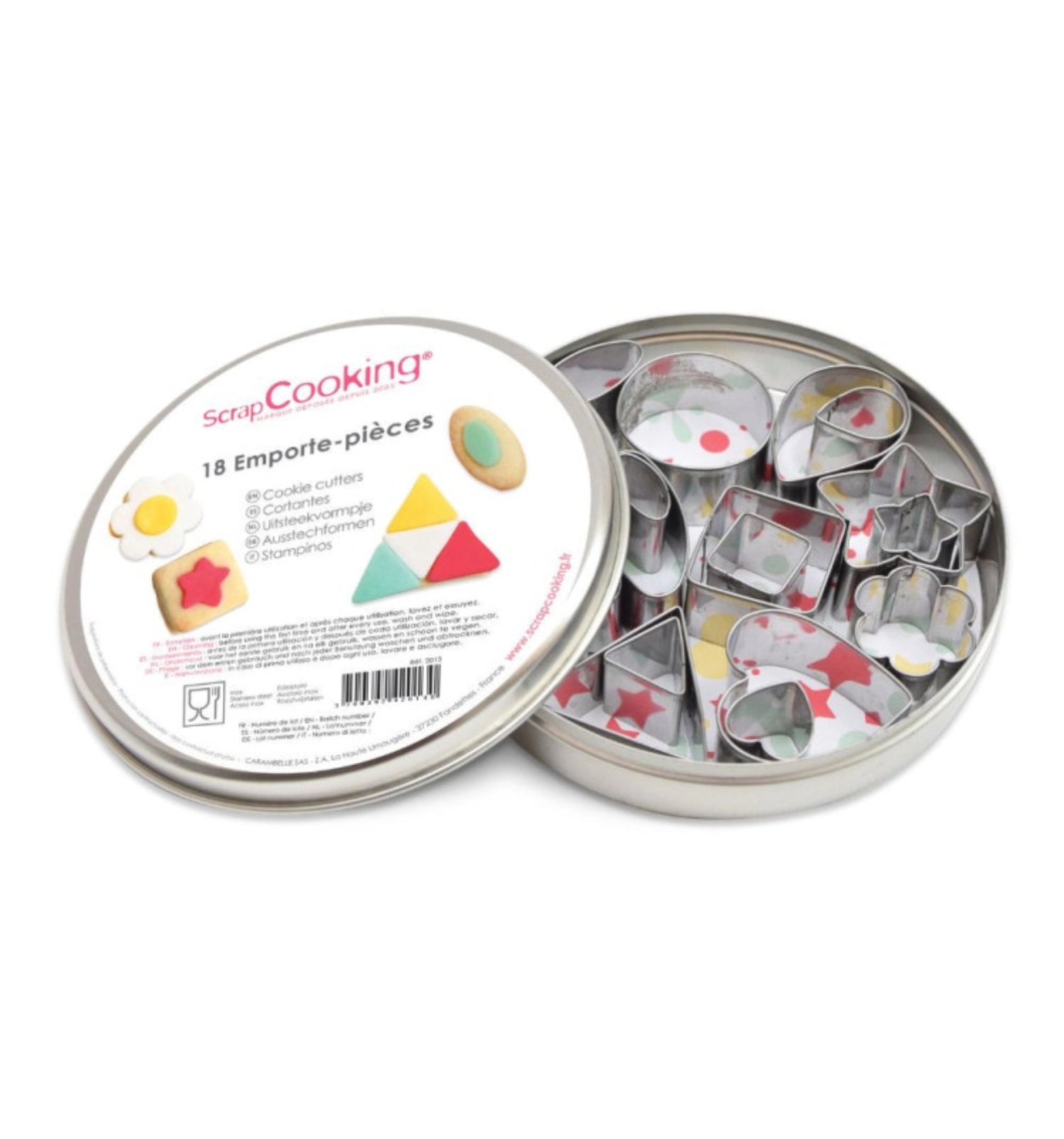 18-teiliges Set aus Edelstahl Ausstechformen von Scrap Cooking, perfekt für das Formen von Mini-Zuckerfiguren und kreativen Backprojekten.