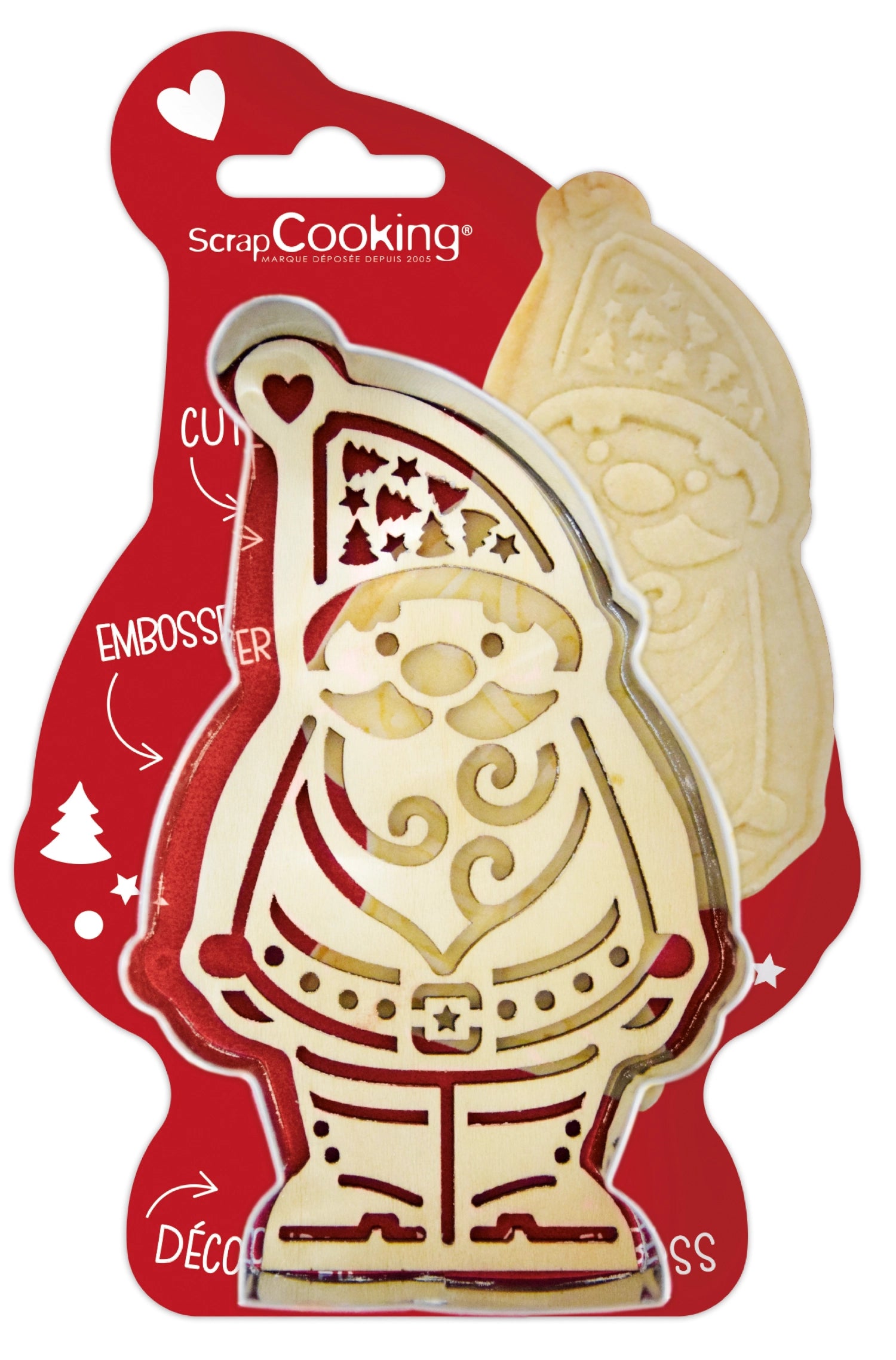 Cookie cutter and wooden embosser Santa Claus