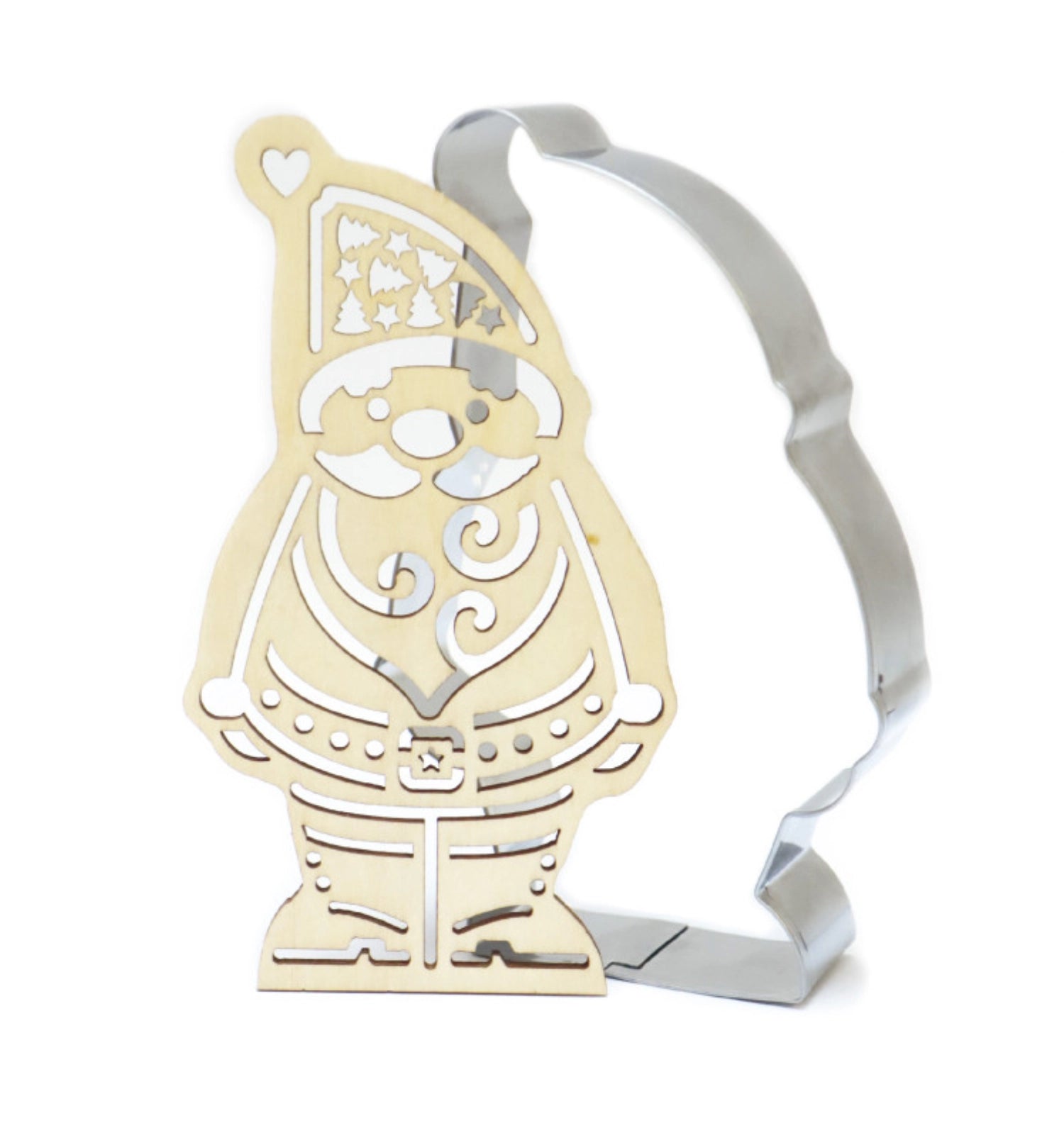 Gestalten Sie festliche Weihnachtsmann-Plätzchen mit der hochwertigen Ausstechform und Holzpräger von Scrap Cooking – ideal für kreative Bäcker!