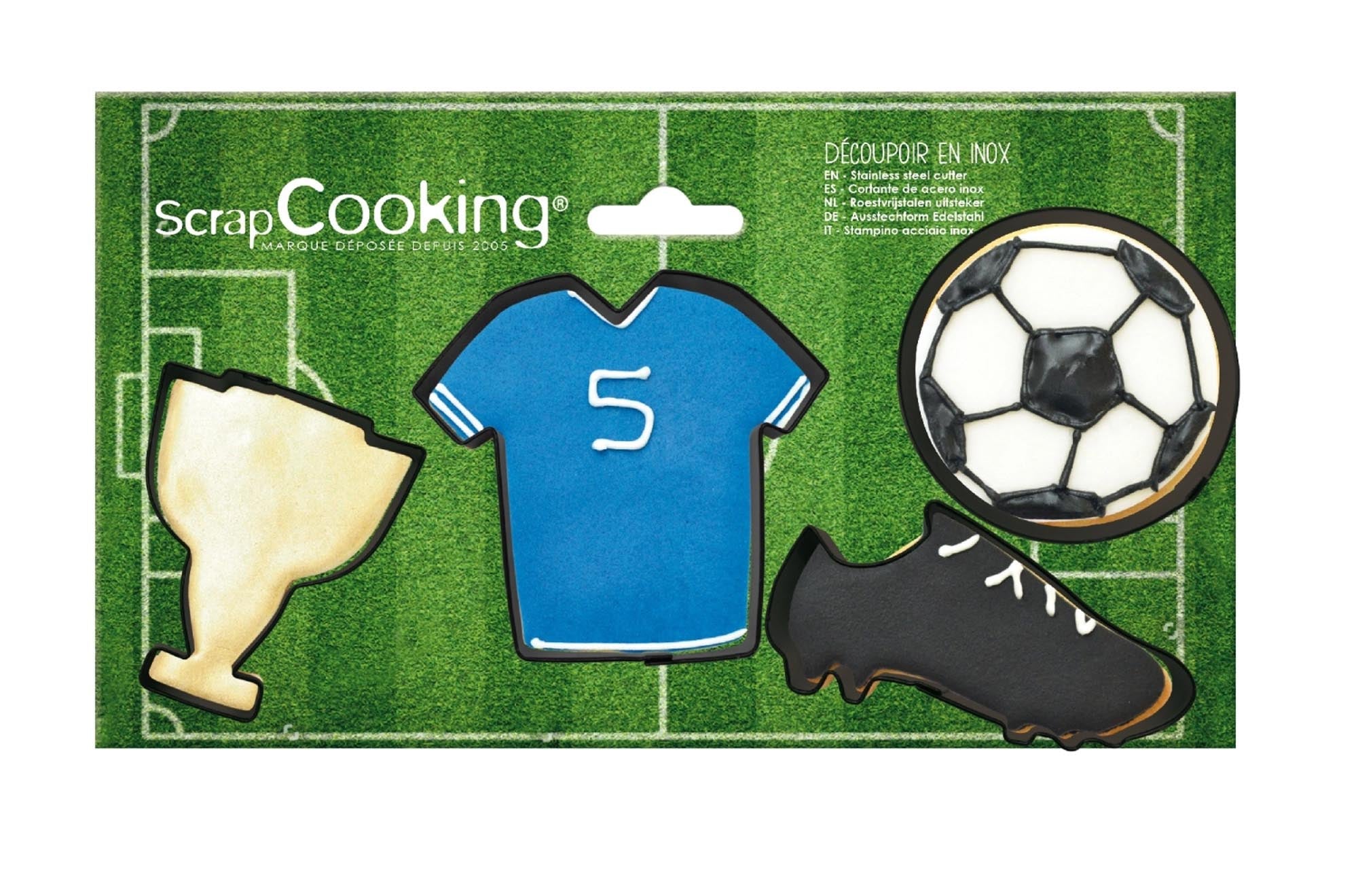 Entdecken Sie das 4-tlg. Set Keksausstecher Fussball von Scrap Cooking – ideal für Backliebhaber und Fussballfans! Perfekte Kekse für jede Feier!