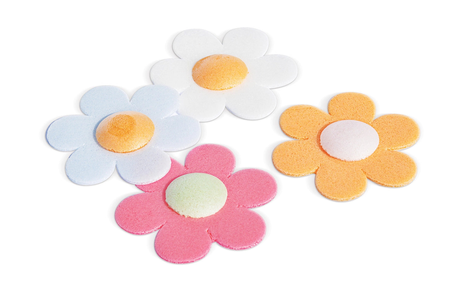 Bunte essbare Anemonen aus Zucker: 12 dekorative Figuren von Scrap Cooking, ideal für das Verzieren von Torten und Desserts.