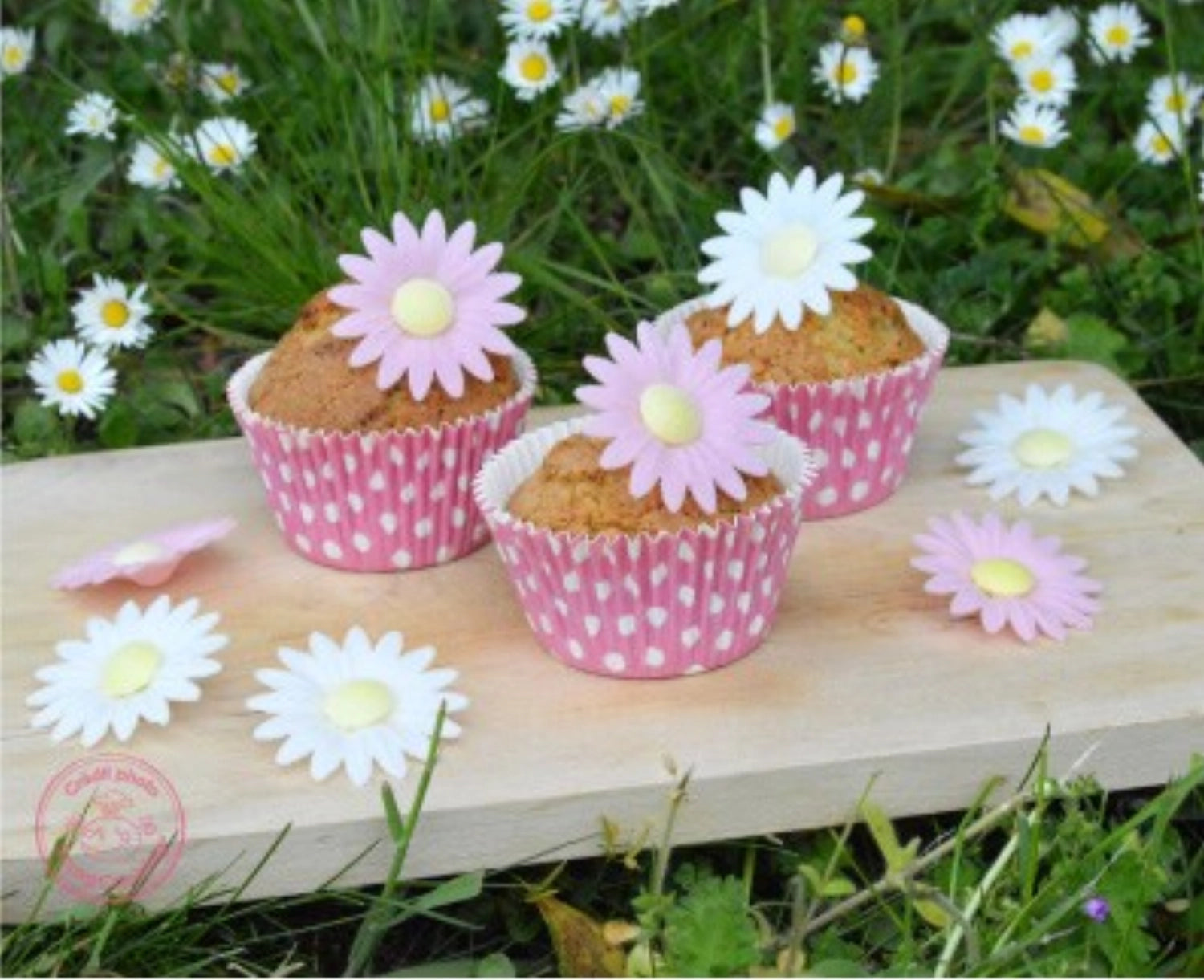 18 pcs. edible daisy sugar figures