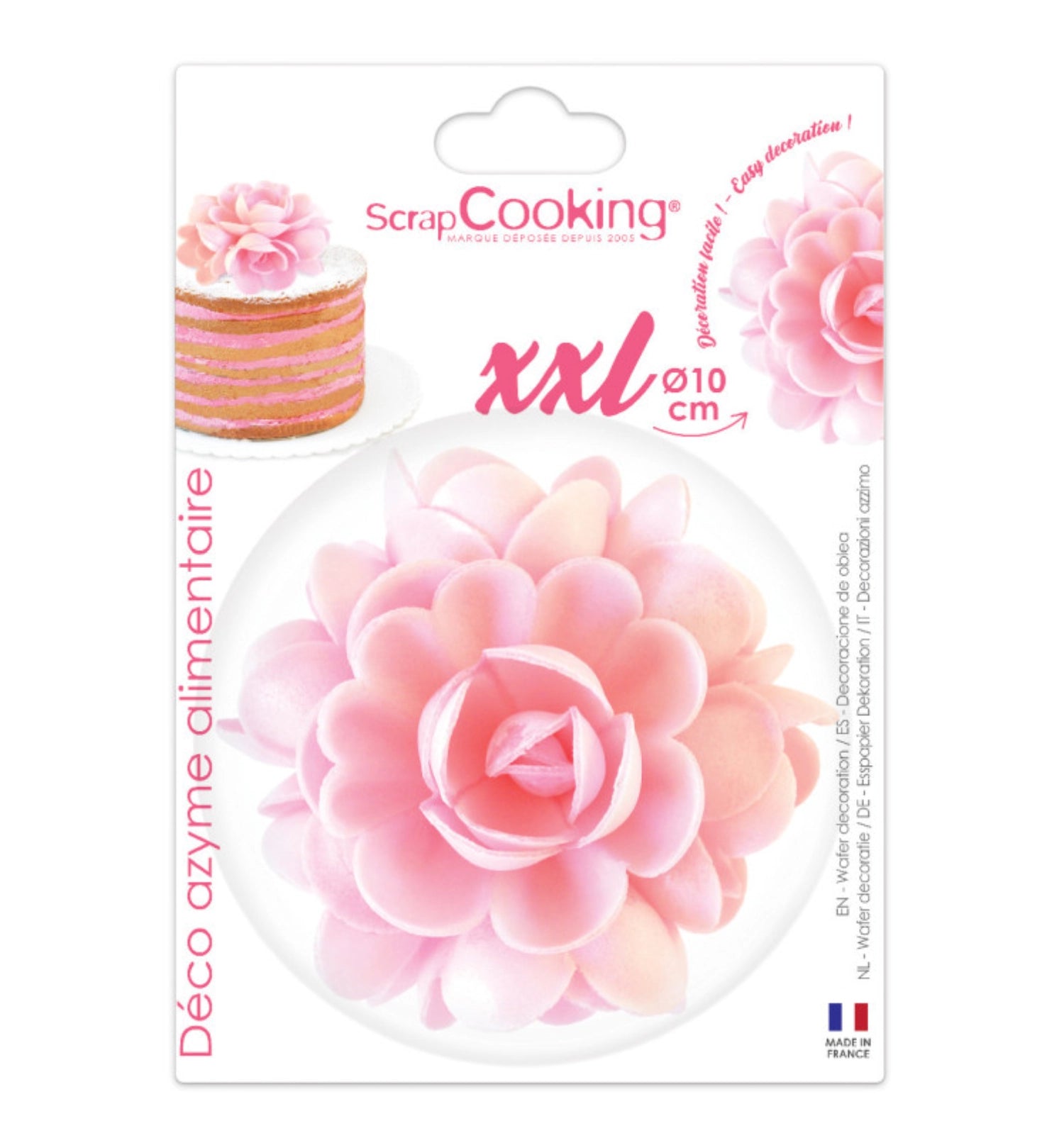 XXL wafer decoration. Cake topper 10cm pink