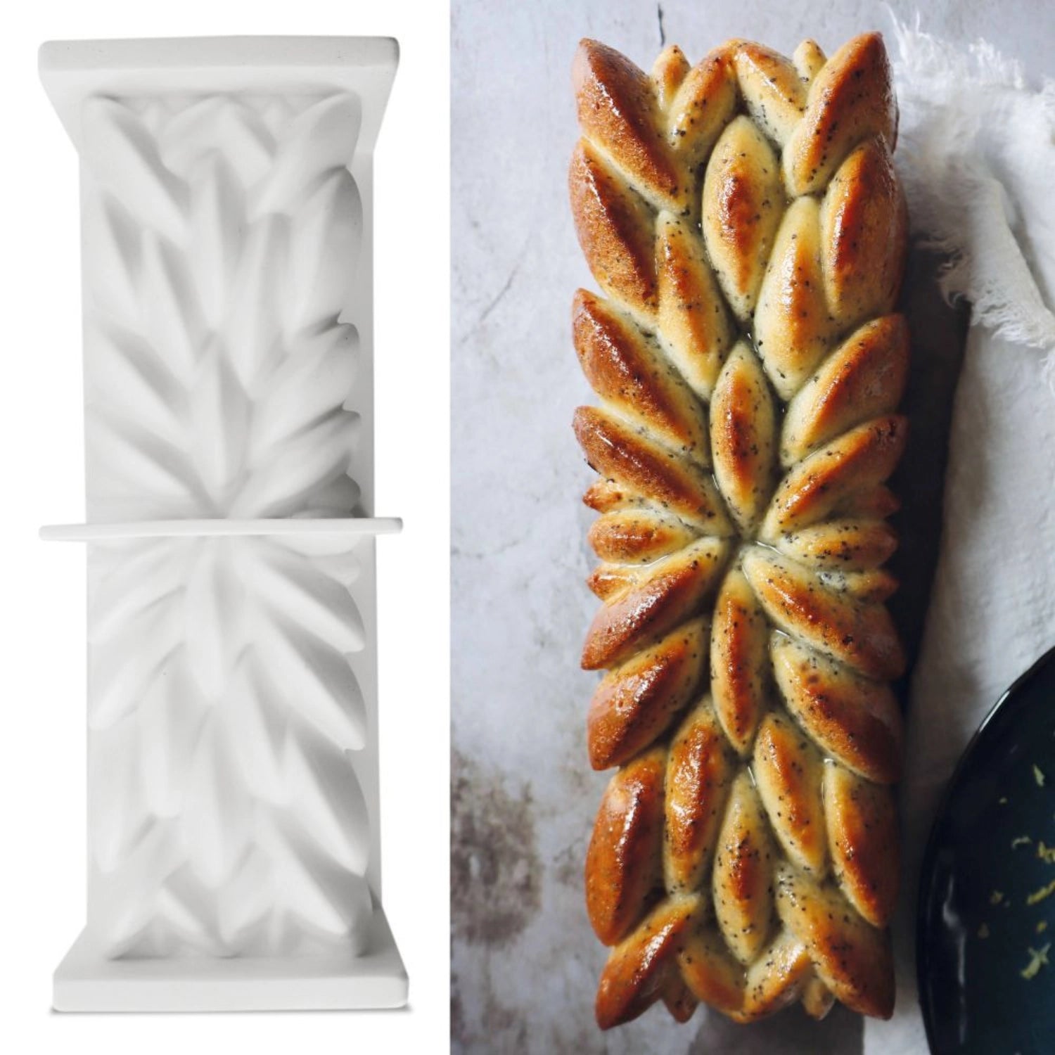 Hochwertige 3D Silikonform Bûche von Scrap Cooking, 21 cm, perfekt für beeindruckende Kuchen und festliche Anlässe.