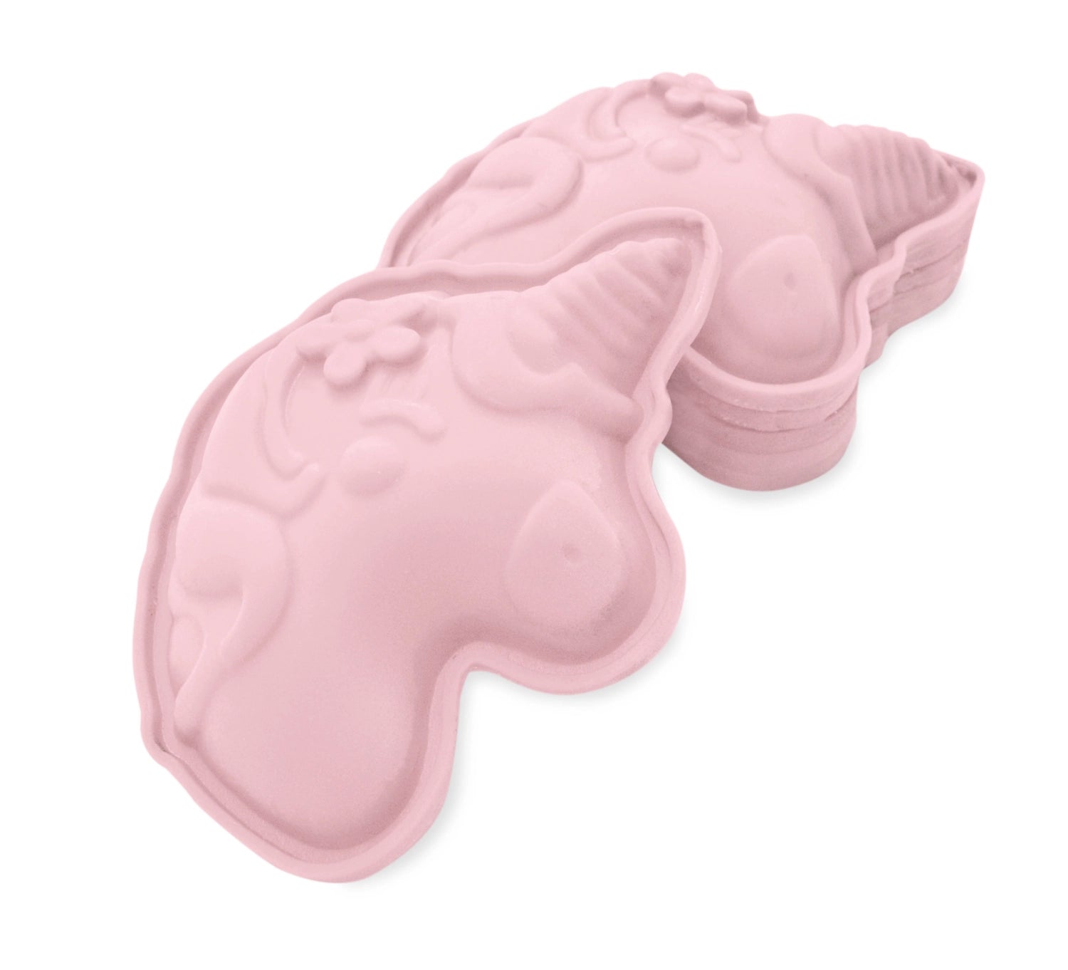 Sechs kreative Silikonformen in Einhorn-Design von Scrap Cooking, perfekt zum Backen und Dekorieren von Kuchen und Desserts.