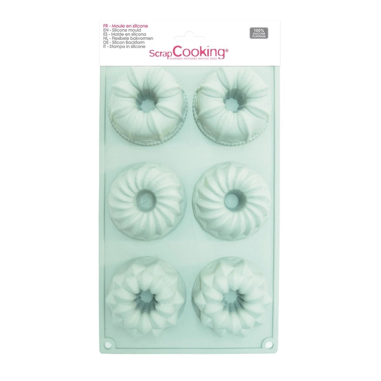 Entdecken Sie die 6er Silikonform Gugelhupf von Scrap Cooking – ideal für kreative Backliebhaber! Hitzebeständig, antihaftend und leicht zu reinigen.