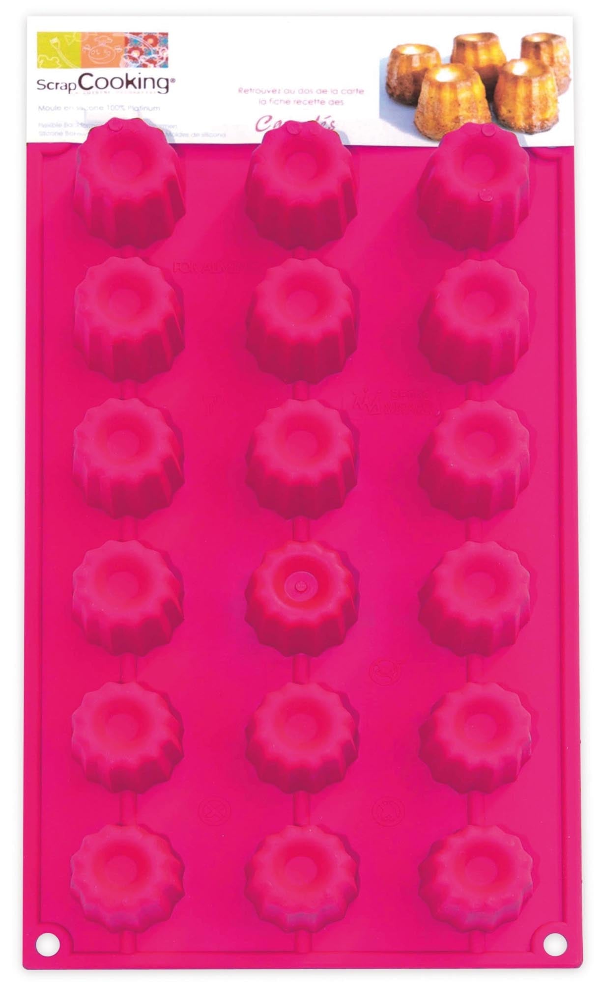 Die 18er Silikonbackform von Scrap Cooking ist ideal für perfekte Mini Cannelés. Flexibles, antihaftendes Silikon, hitzebeständig und spülmaschinenfest.