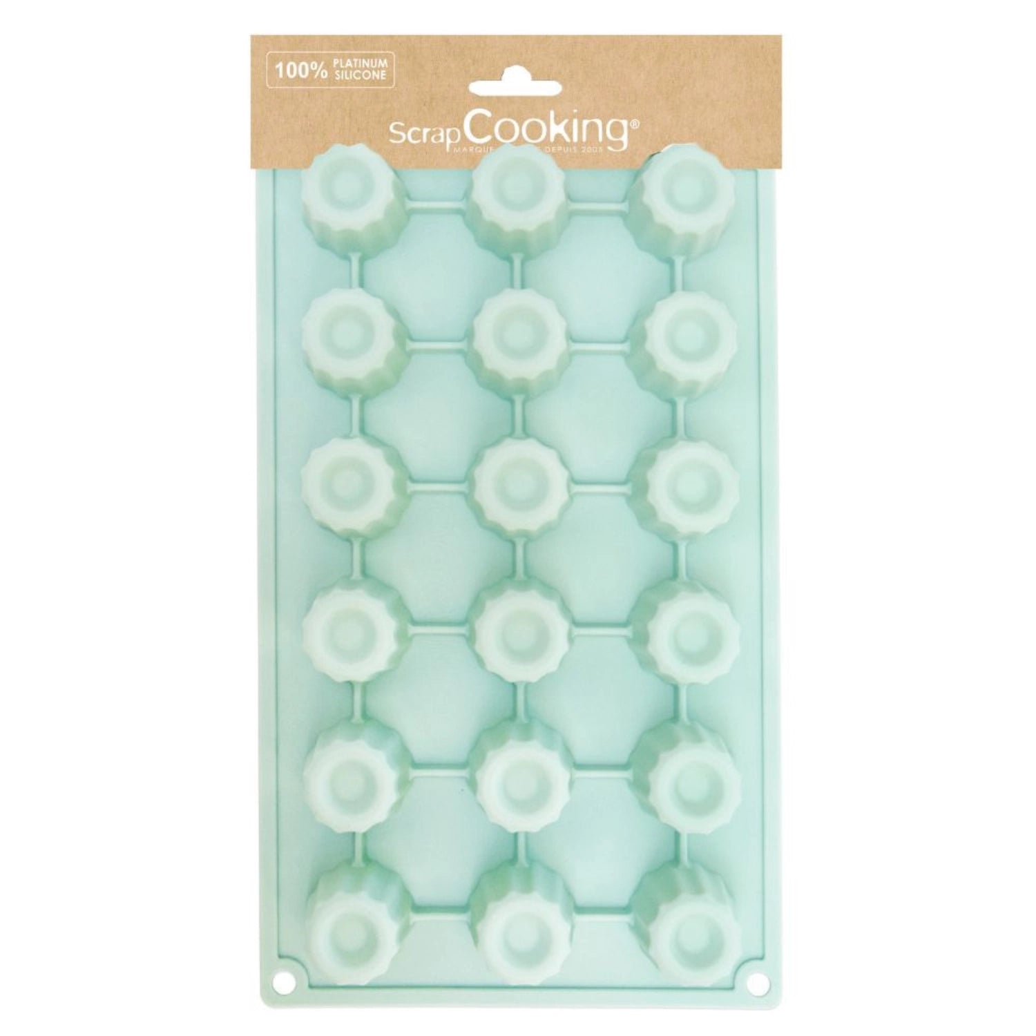 18er Silikonbackform für Mini Cannelés von Scrap Cooking, perfekt für die Zubereitung von köstlichen, kleinen Backwaren.