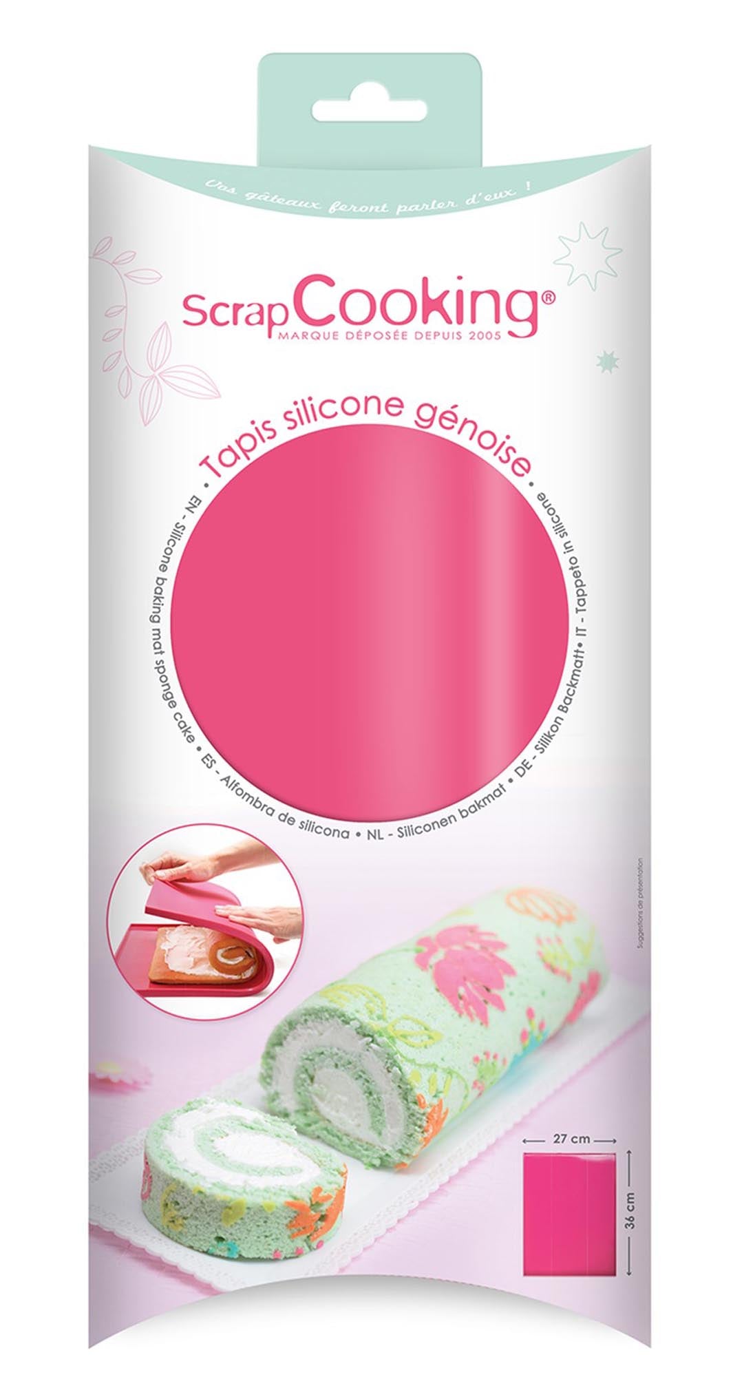 Silikonmatte für Rouladen 40x30cm von Scrap Cooking, ideal zum Ausrollen und Formen von Teig, hitzebeständig und leicht zu reinigen.