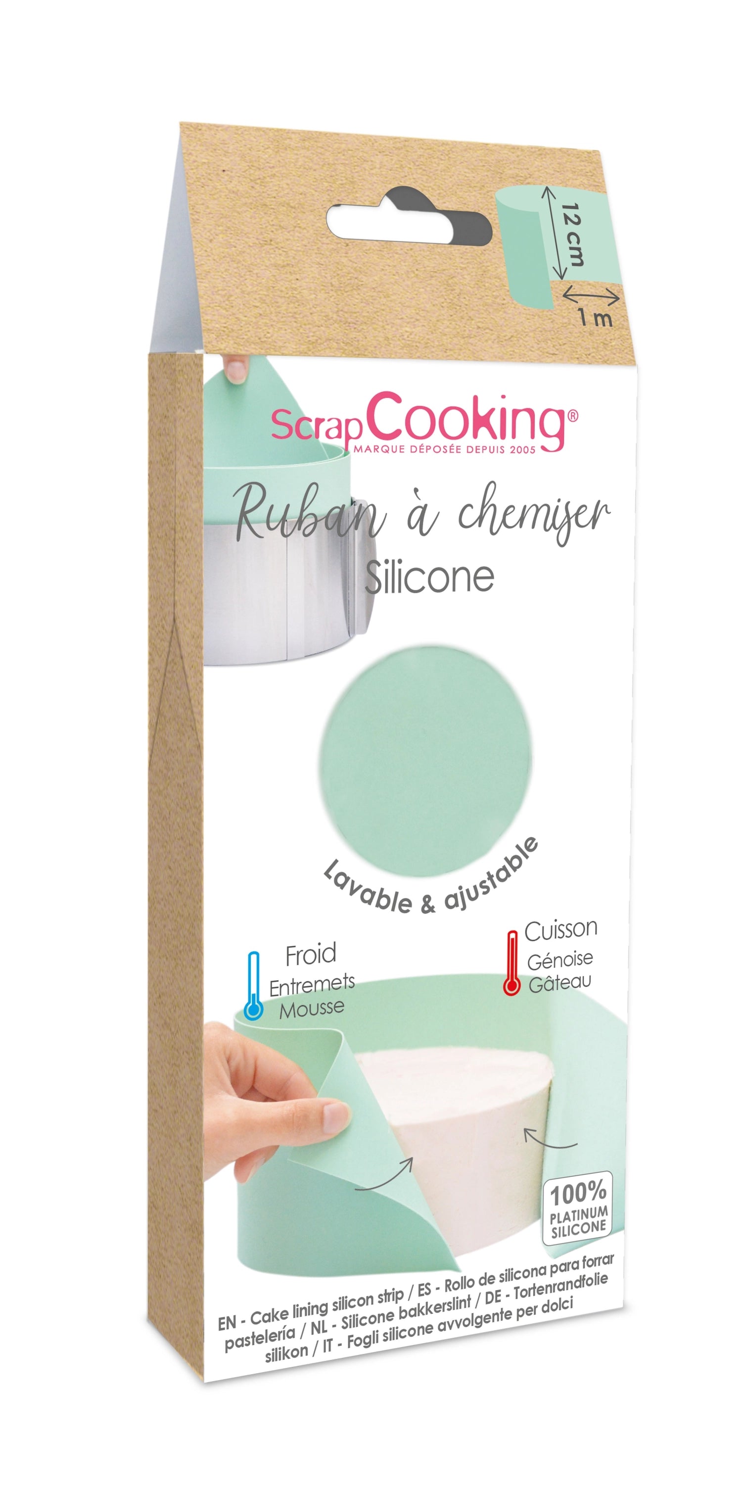 Entdecken Sie das Backband Silikon H12cm x 100cm von Scrap Cooking – ideal zum Backen, Kochen und für eine einfache Reinigung. BPA-frei und hitzebeständig!