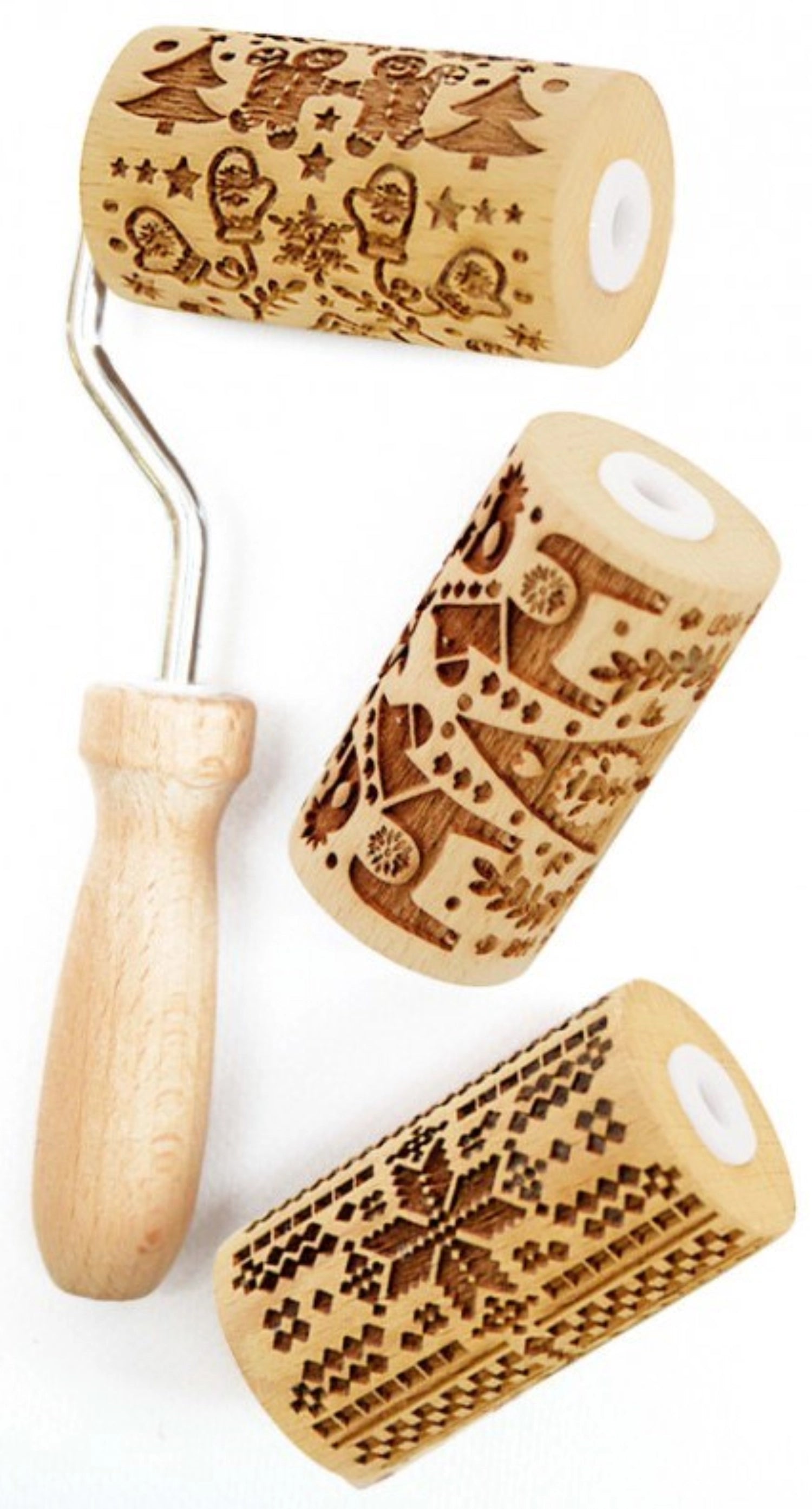 3 Rouleaux de pâte avec un gaufrage de Noël