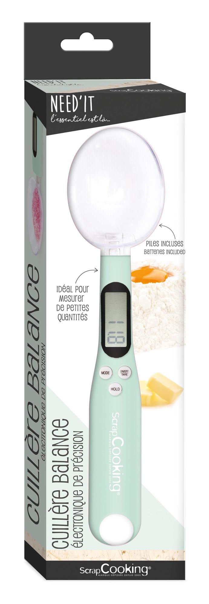 Exakte Messungen mit der 23x5.5cm Löffelwaage von Scrap Cooking.