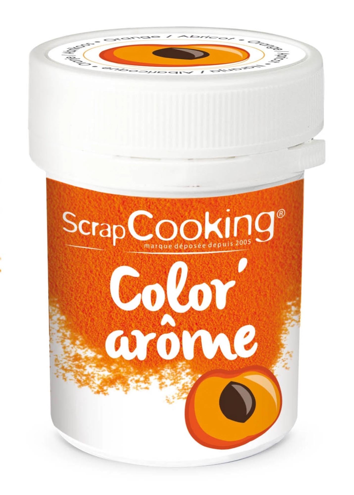 Entdecken Sie das hochwertige Farbpulver Aprikose von Scrap Cooking. Ideal für Hobbybäcker und Profis, vegan, glutenfrei und geschmacksneutral!