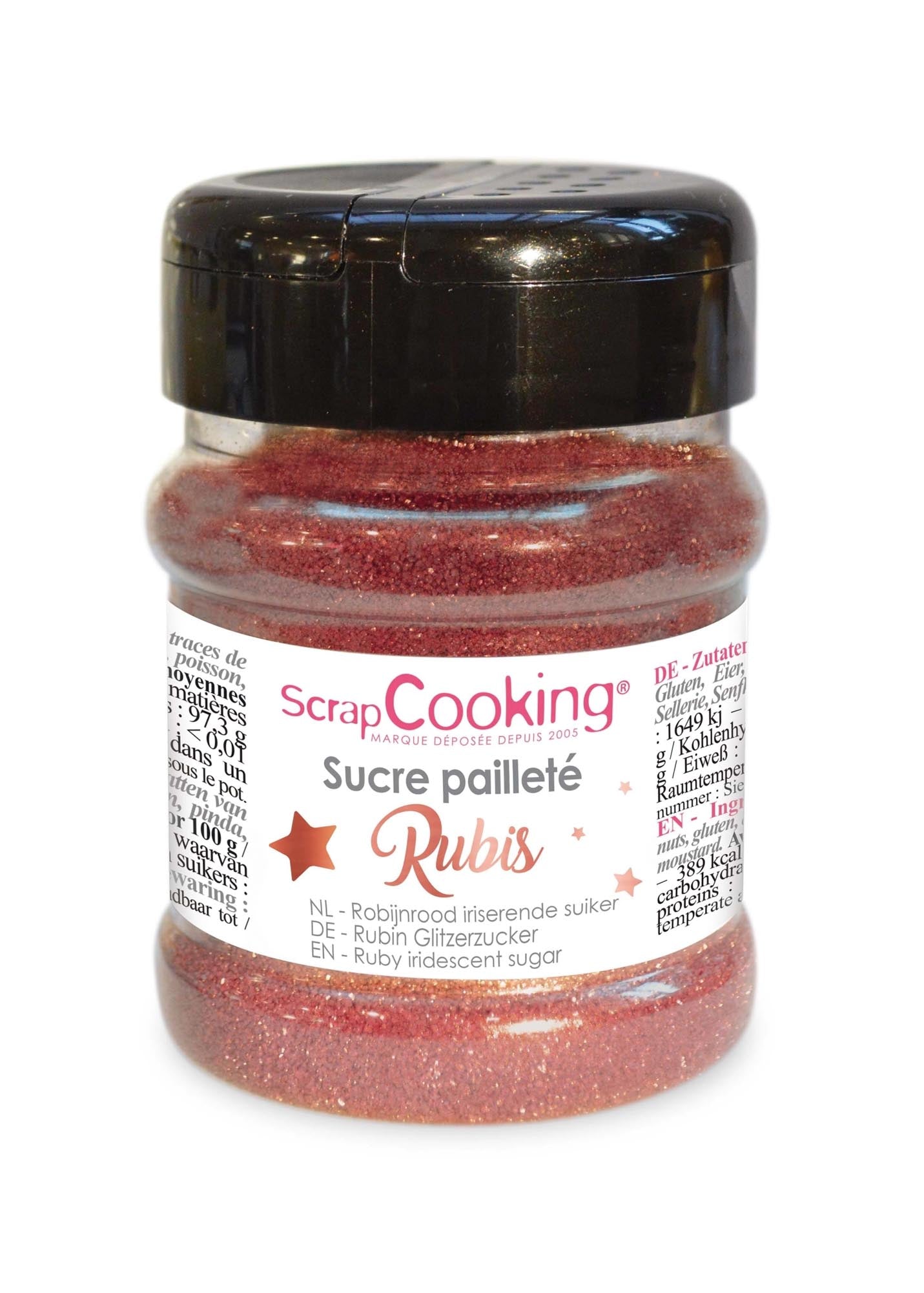 Funkelnder Glitzer-Zucker in Rubinrot, ideal für Torten, Cupcakes & Kekse. Verleiht Glamour & Eleganz. 160g für kreative Backkunst.