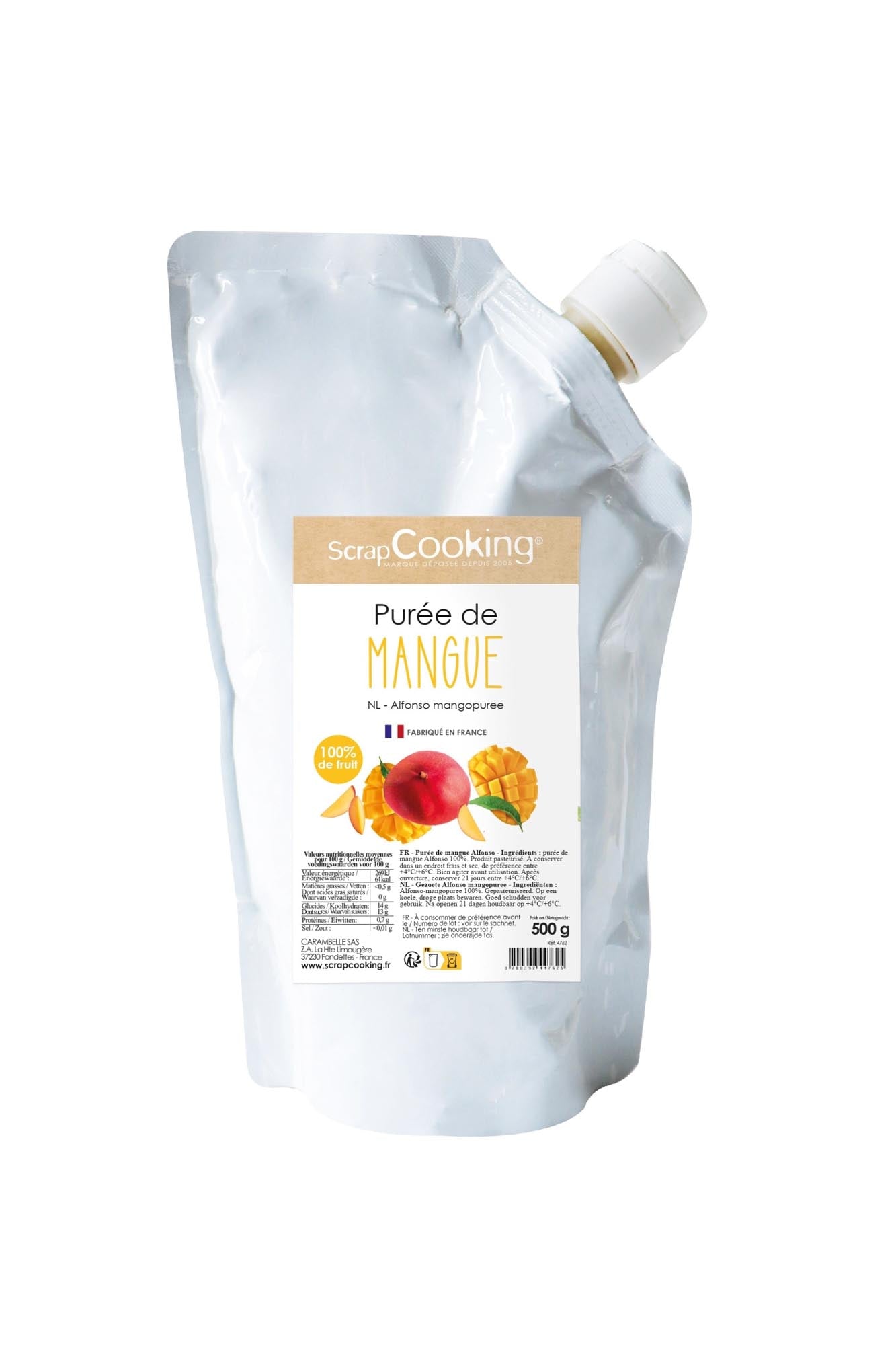 Scrap Cooking Mangopüree 500g: 100% natürlich, cremig, intensiv fruchtig. Ideal für Desserts, Smoothies, Saucen. Tropisches Flair in Ihrer Küche!