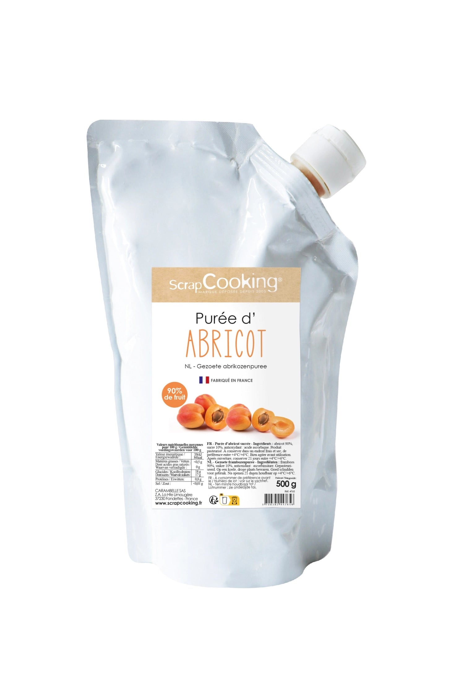 Leckeres Aprikosenpüree 500g von Scrap Cooking, ideal für Desserts, Smoothies und Backwaren. Fruchtig und frisch im Geschmack.