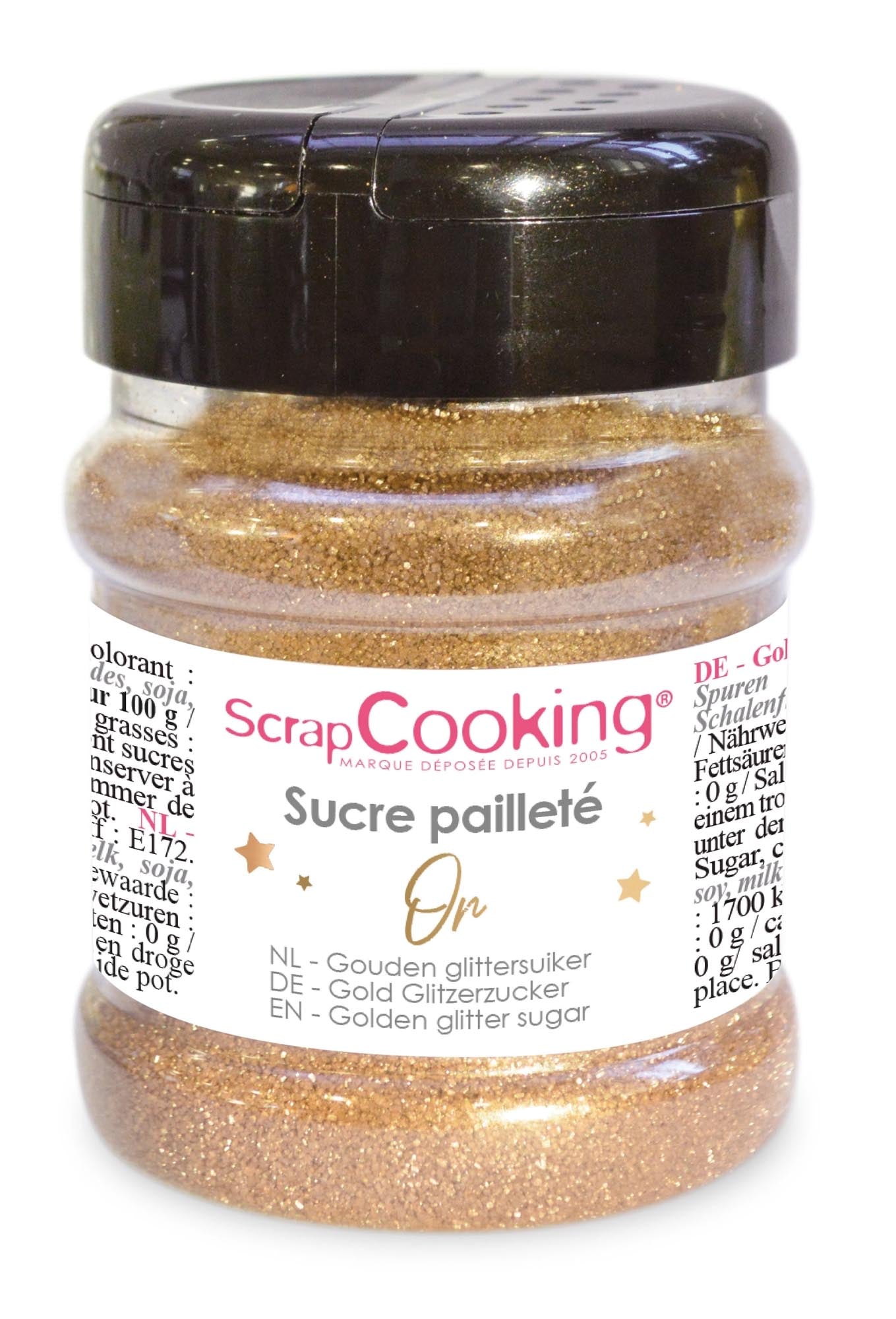 Entdecken Sie den Scrap Cooking Glitzer Zucker Gold 160g! Perfekt für Kuchen, Cupcakes und kreative Backprojekte. Verleihen Sie Ihren Desserts einen funkelnden Glanz!