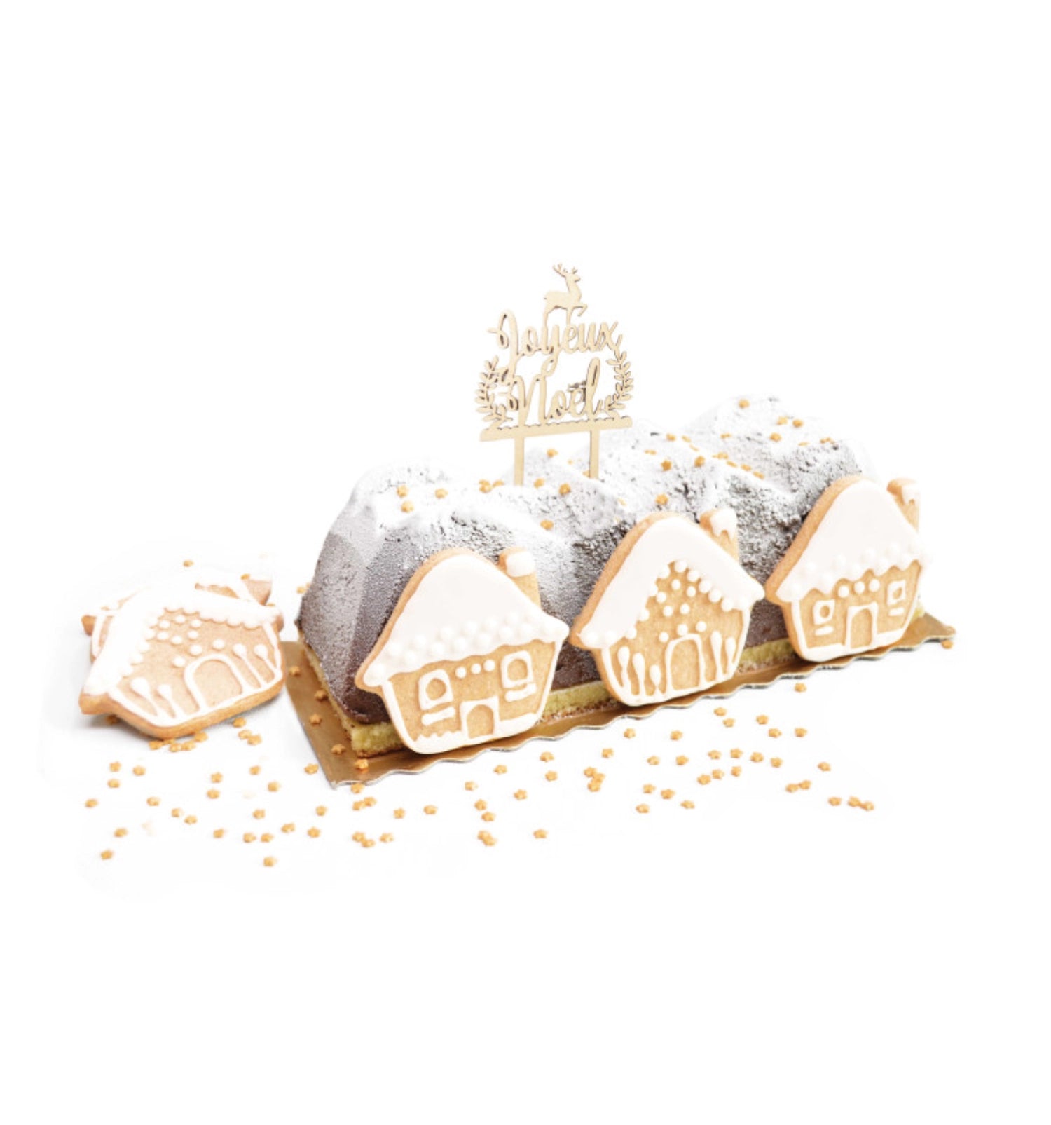 Eleganter Holz-Cake Topper "Joyeux Noël" von Scrap Cooking, ideal für festliche Weihnachtsbäckerei, 30 cm lang, verleiht jedem Kuchen einen festlichen Touch.